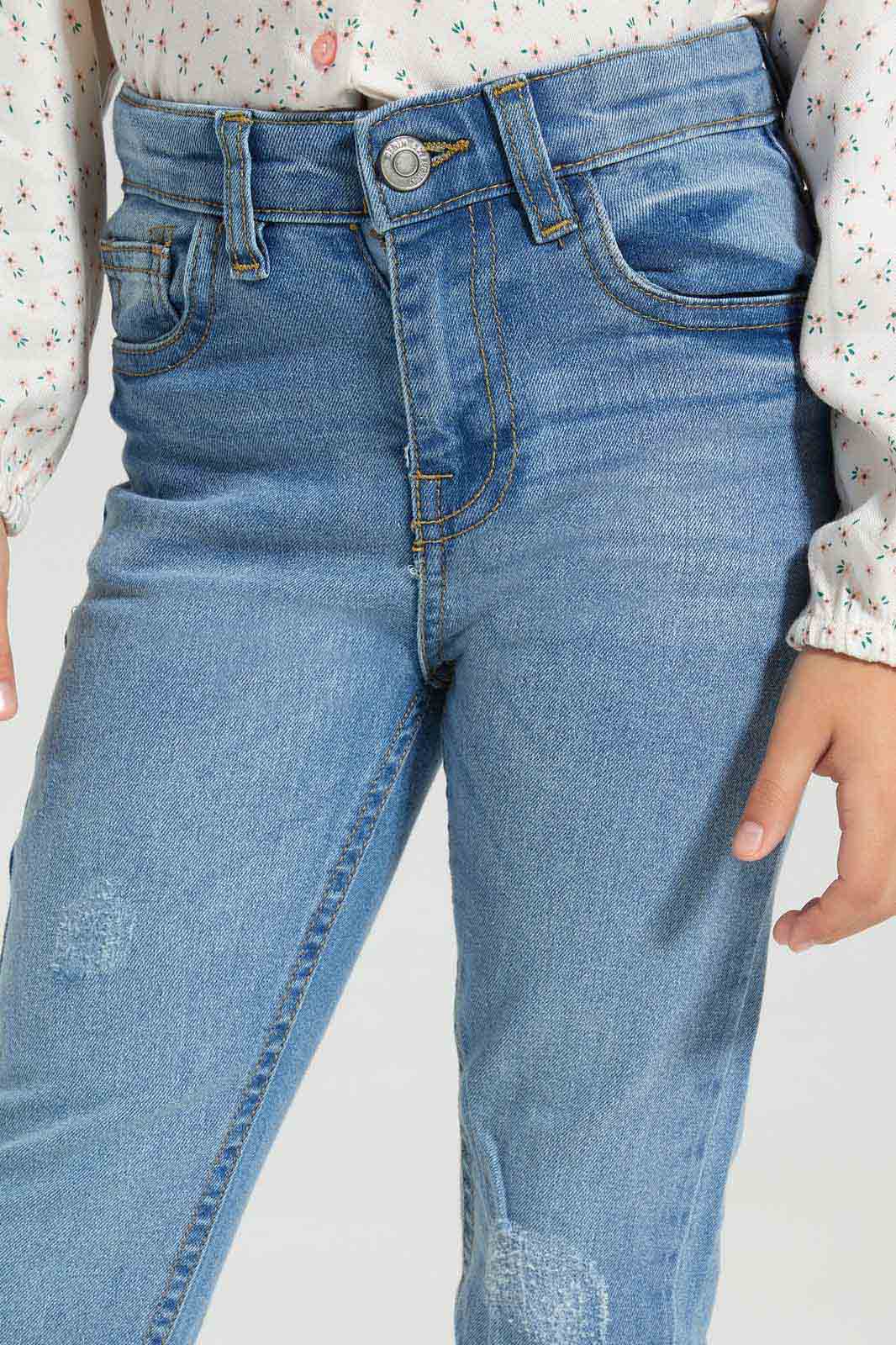 Redtag-LT-Wash-Skinny-Jeans-With-Distress-Category:Jeans,-Colour:Light-Wash,-Deals:New-In,-Dept:Girls,-Filter:Girls-(2-to-8-Yrs),-FIT-WALL-(FTW),-GIR-Jeans,-New-In-GIR-APL,-Non-Sale,-Section:Girls-(0-to-14Yrs),-W22A-Girls-2 to 8 Years