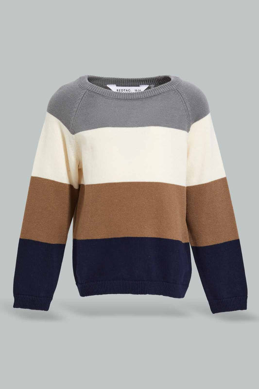 Redtag-Stone-Stripe-Pullover-Category:Pullovers,-Colour:Grey,-Deals:New-In,-Filter:Infant-Boys-(3-to-24-Mths),-INB-Pullovers,-New-In-INB-APL,-Non-Sale,-Section:Boys-(0-to-14Yrs),-W22A-Infant-Boys-3 to 24 Months