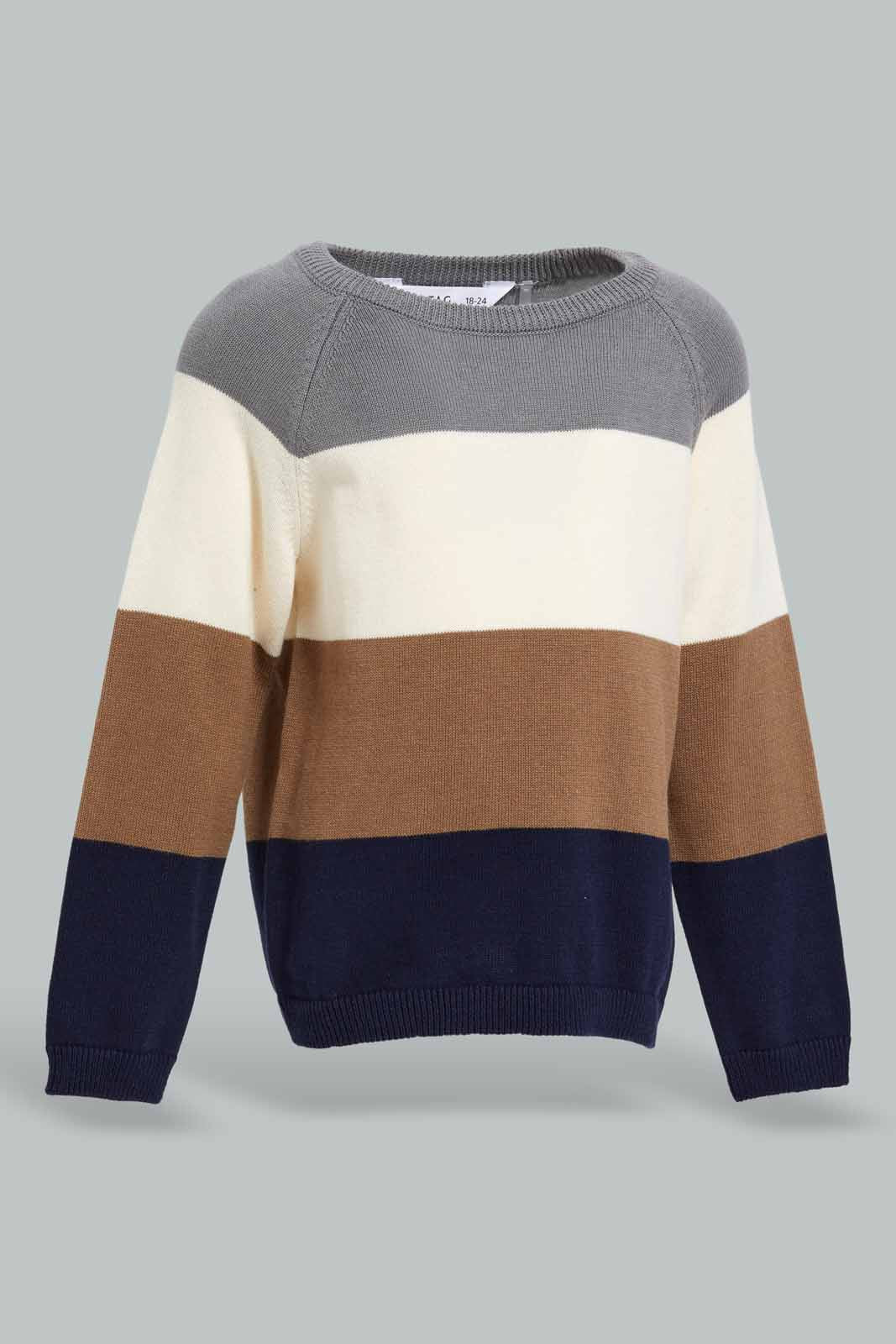 Redtag-Stone-Stripe-Pullover-Category:Pullovers,-Colour:Grey,-Deals:New-In,-Filter:Infant-Boys-(3-to-24-Mths),-INB-Pullovers,-New-In-INB-APL,-Non-Sale,-Section:Boys-(0-to-14Yrs),-W22A-Infant-Boys-3 to 24 Months
