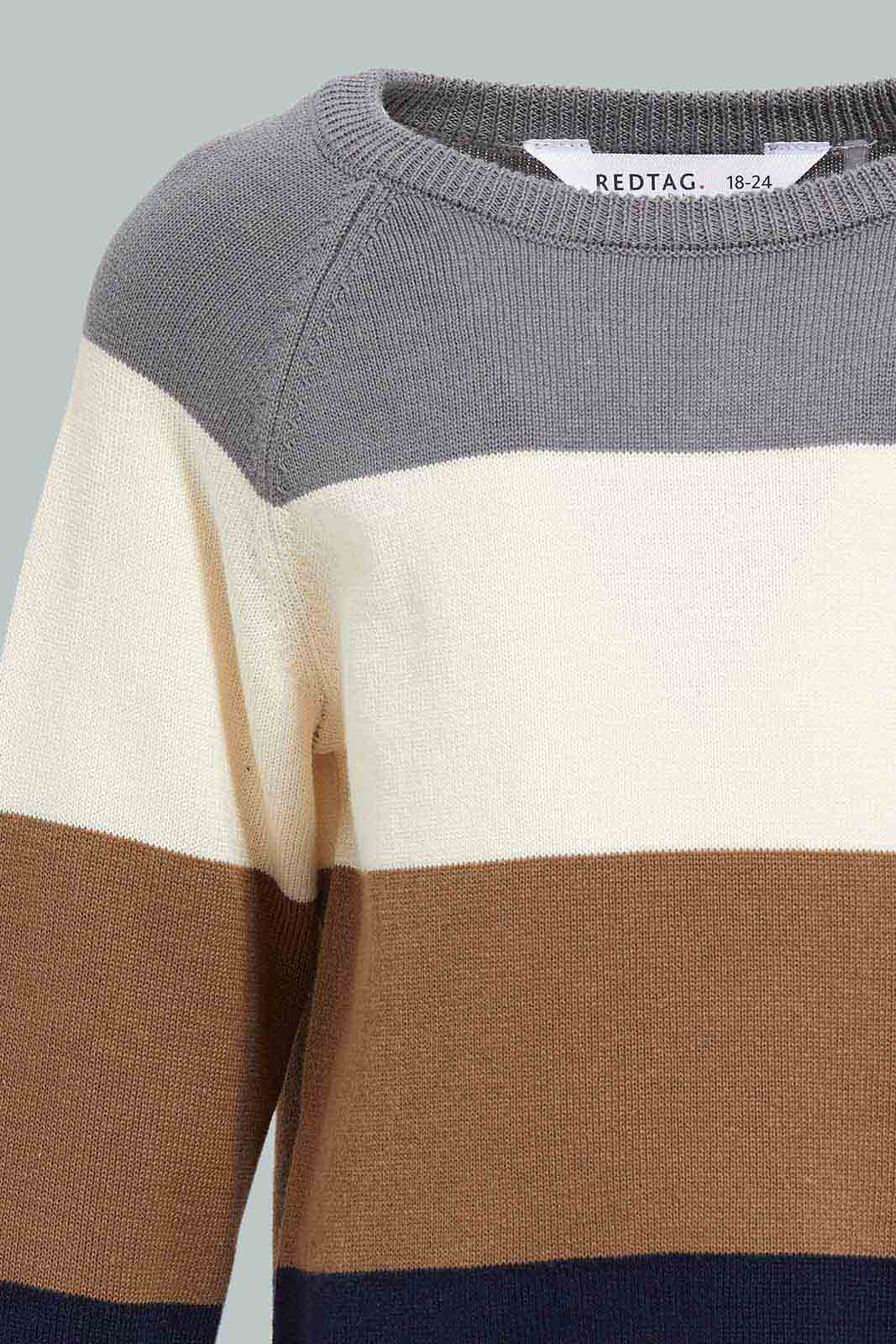 Redtag-Stone-Stripe-Pullover-Category:Pullovers,-Colour:Grey,-Deals:New-In,-Filter:Infant-Boys-(3-to-24-Mths),-INB-Pullovers,-New-In-INB-APL,-Non-Sale,-Section:Boys-(0-to-14Yrs),-W22A-Infant-Boys-3 to 24 Months
