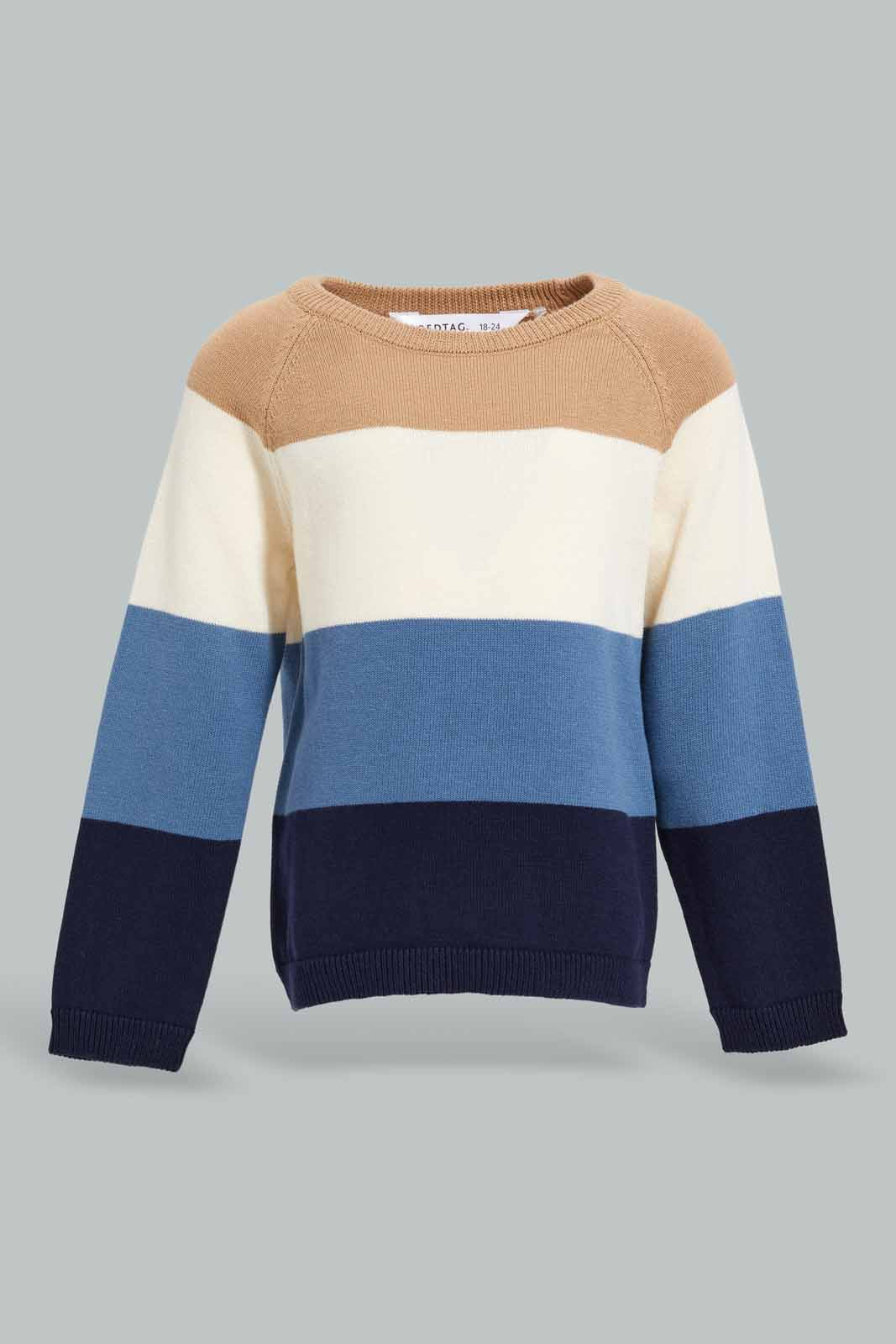 Redtag-Blue-Stripe-Pullover-Category:Pullovers,-Colour:Blue,-Deals:New-In,-Filter:Infant-Boys-(3-to-24-Mths),-INB-Pullovers,-New-In-INB-APL,-Non-Sale,-Section:Boys-(0-to-14Yrs),-W22A-Infant-Boys-3 to 24 Months