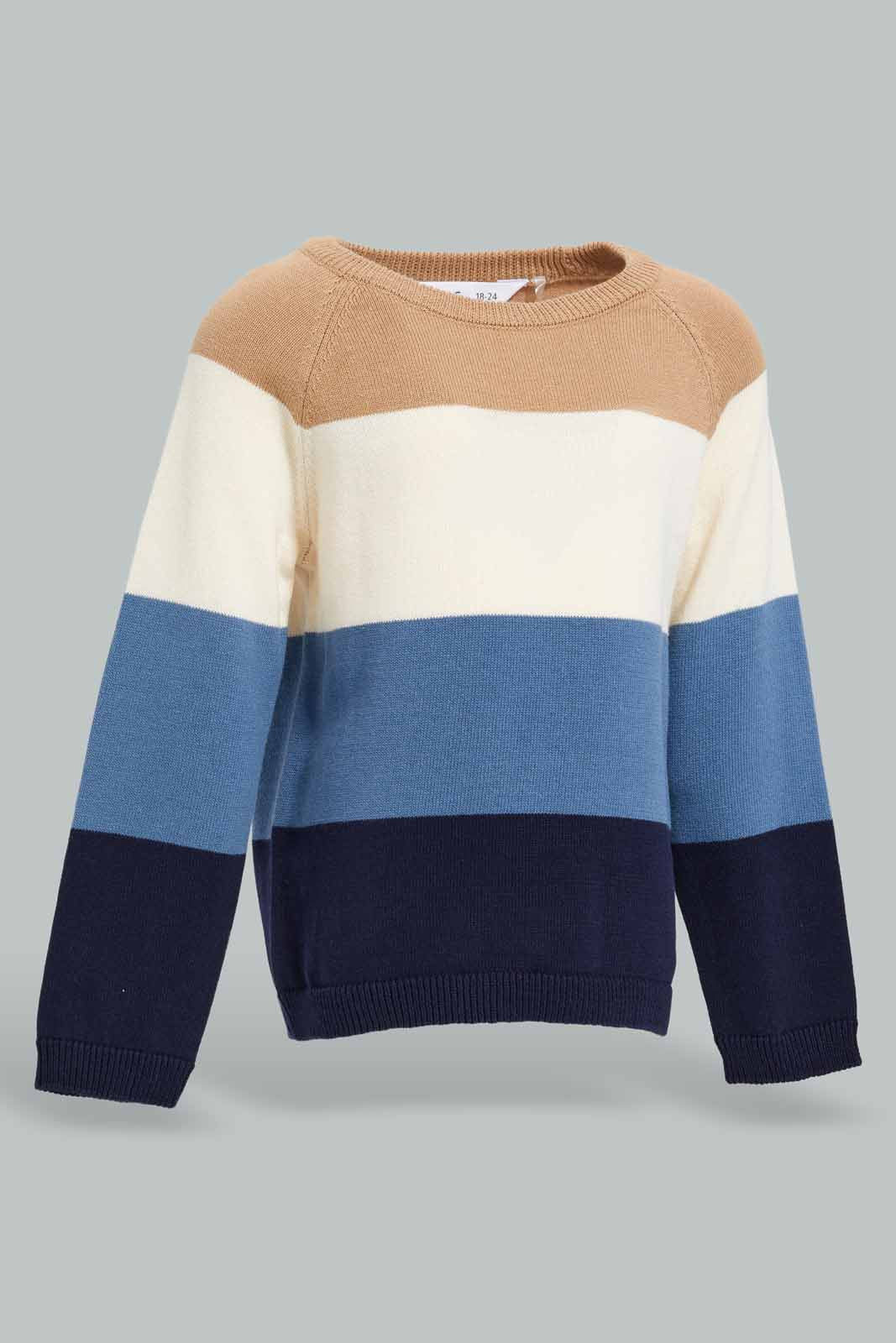 Redtag-Blue-Stripe-Pullover-Category:Pullovers,-Colour:Blue,-Deals:New-In,-Filter:Infant-Boys-(3-to-24-Mths),-INB-Pullovers,-New-In-INB-APL,-Non-Sale,-Section:Boys-(0-to-14Yrs),-W22A-Infant-Boys-3 to 24 Months