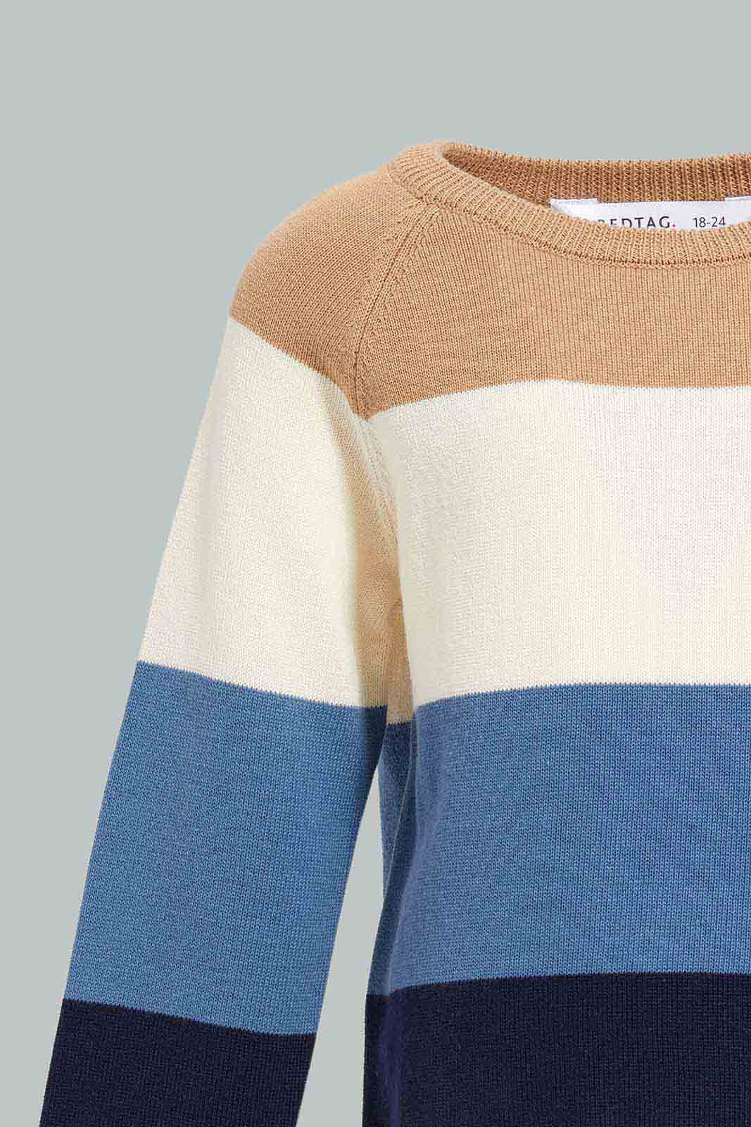Redtag-Blue-Stripe-Pullover-Category:Pullovers,-Colour:Blue,-Deals:New-In,-Filter:Infant-Boys-(3-to-24-Mths),-INB-Pullovers,-New-In-INB-APL,-Non-Sale,-Section:Boys-(0-to-14Yrs),-W22A-Infant-Boys-3 to 24 Months