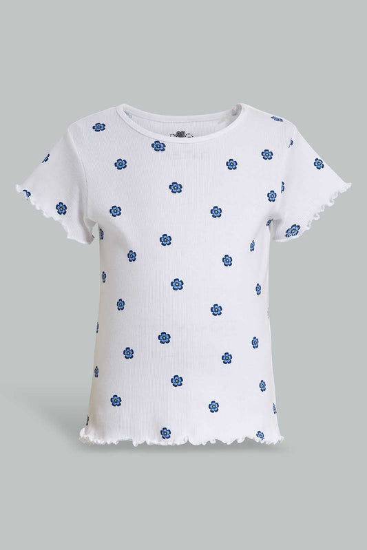 Redtag-Disty-Pink-Floral-TIB-TEE-Category:T-Shirts,-Colour:Apricot,-Deals:New-In,-Filter:Girls-(2-to-8-Yrs),-GIR-T-Shirts,-New-In-GIR-APL,-Non-Sale,-Section:Girls-(0-to-14Yrs),-TBL,-W22O-Girls-2 to 8 Years