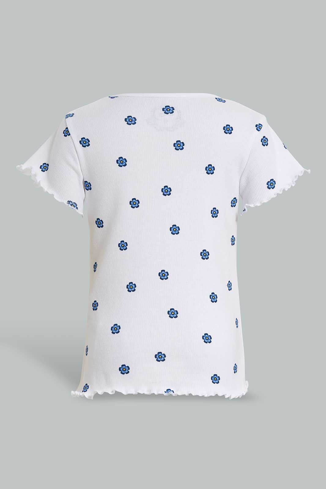 Redtag-Disty-Pink-Floral-TIB-TEE-Category:T-Shirts,-Colour:Apricot,-Deals:New-In,-Filter:Girls-(2-to-8-Yrs),-GIR-T-Shirts,-New-In-GIR-APL,-Non-Sale,-Section:Girls-(0-to-14Yrs),-TBL,-W22O-Girls-2 to 8 Years