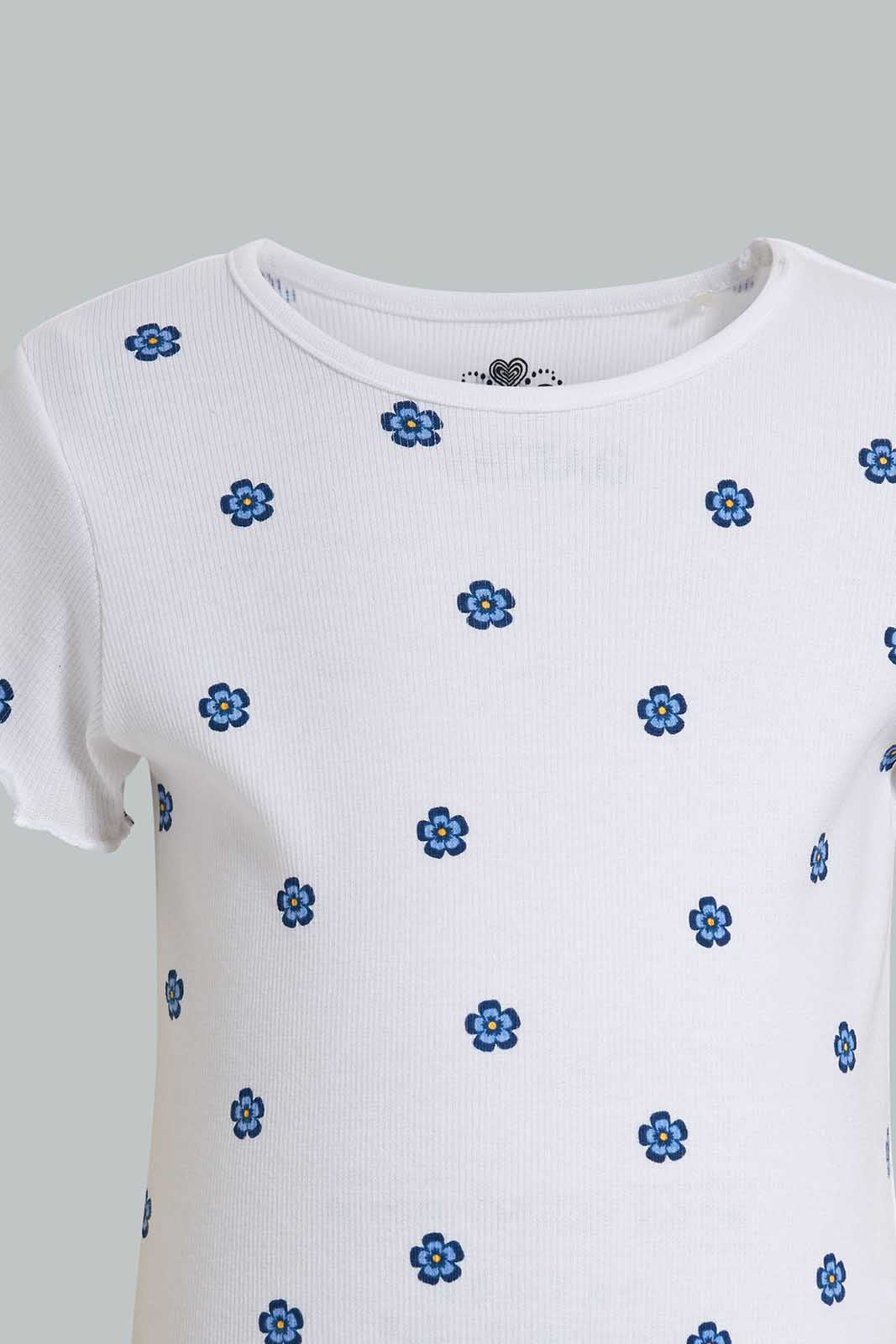 Redtag-Disty-Pink-Floral-TIB-TEE-Category:T-Shirts,-Colour:Apricot,-Deals:New-In,-Filter:Girls-(2-to-8-Yrs),-GIR-T-Shirts,-New-In-GIR-APL,-Non-Sale,-Section:Girls-(0-to-14Yrs),-TBL,-W22O-Girls-2 to 8 Years
