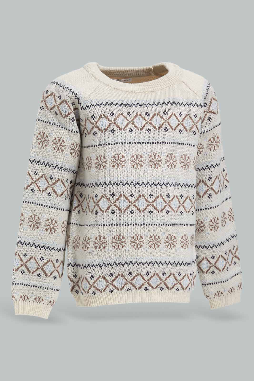 Redtag-Ecru-Design-Pullover-Category:Pullovers,-Colour:Ecru,-Deals:New-In,-Filter:Infant-Boys-(3-to-24-Mths),-INB-Pullovers,-New-In-INB-APL,-Non-Sale,-Section:Boys-(0-to-14Yrs),-W22A-Infant-Boys-3 to 24 Months