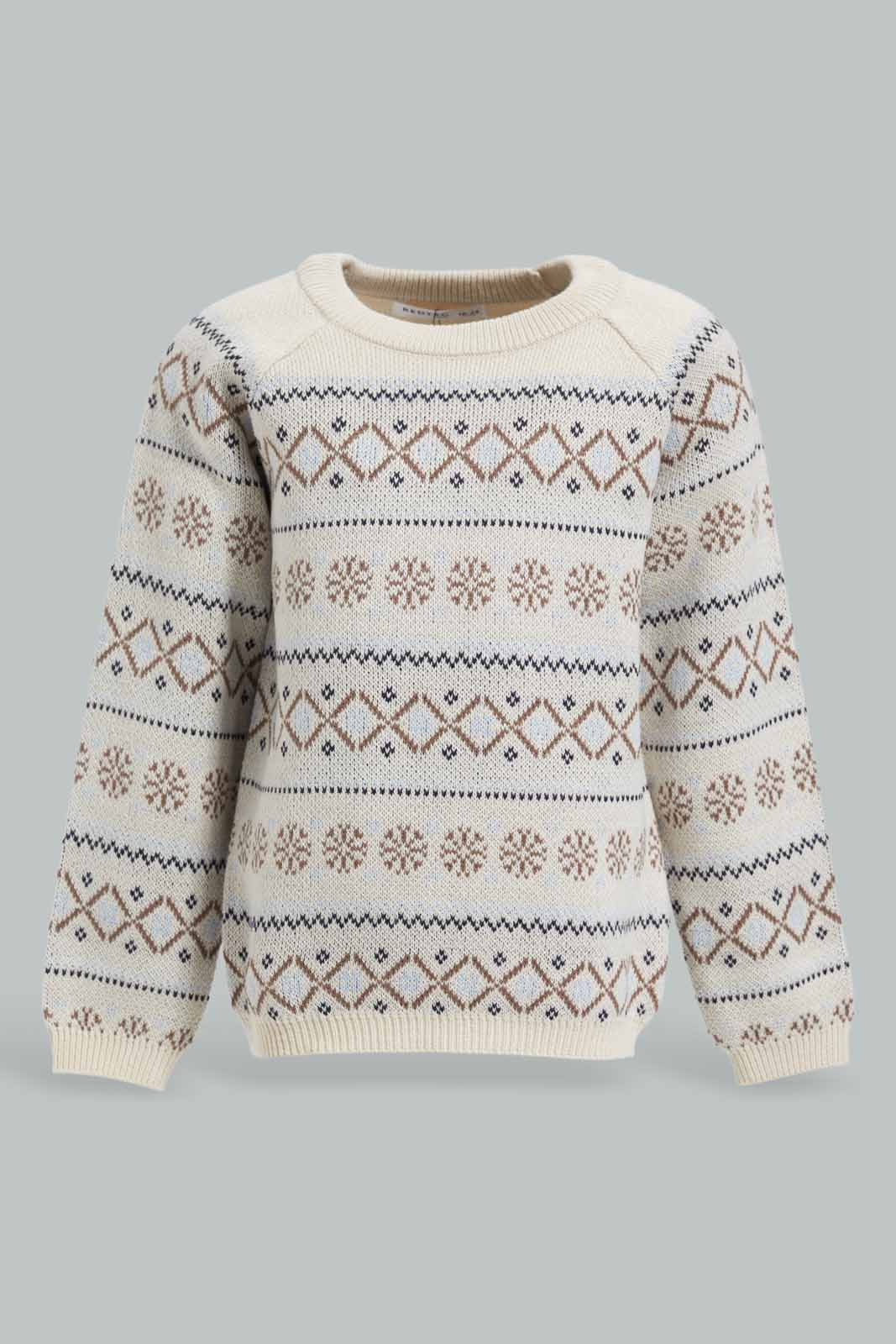 Redtag-Ecru-Design-Pullover-Category:Pullovers,-Colour:Ecru,-Deals:New-In,-Filter:Infant-Boys-(3-to-24-Mths),-INB-Pullovers,-New-In-INB-APL,-Non-Sale,-Section:Boys-(0-to-14Yrs),-W22A-Infant-Boys-3 to 24 Months