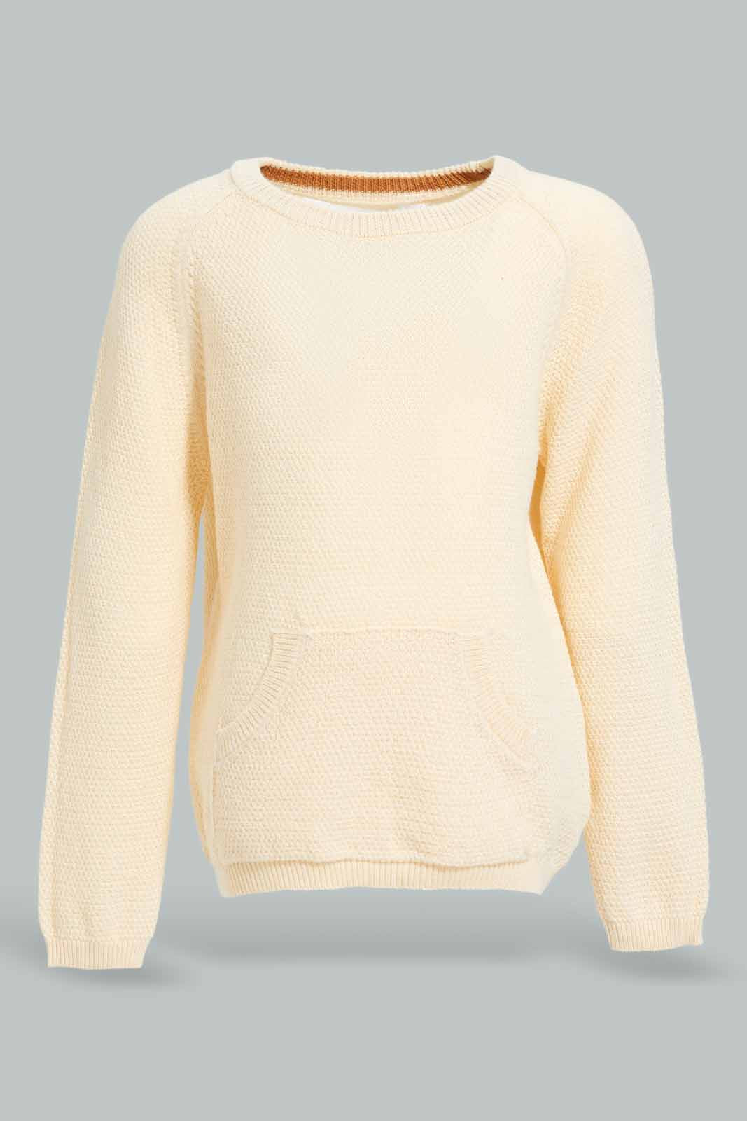 Redtag-Ecru-Kangaroo-Pullover-Category:Pullovers,-Colour:Ecru,-Deals:New-In,-Filter:Infant-Boys-(3-to-24-Mths),-INB-Pullovers,-New-In-INB-APL,-Non-Sale,-Section:Boys-(0-to-14Yrs),-W22A-Infant-Boys-3 to 24 Months