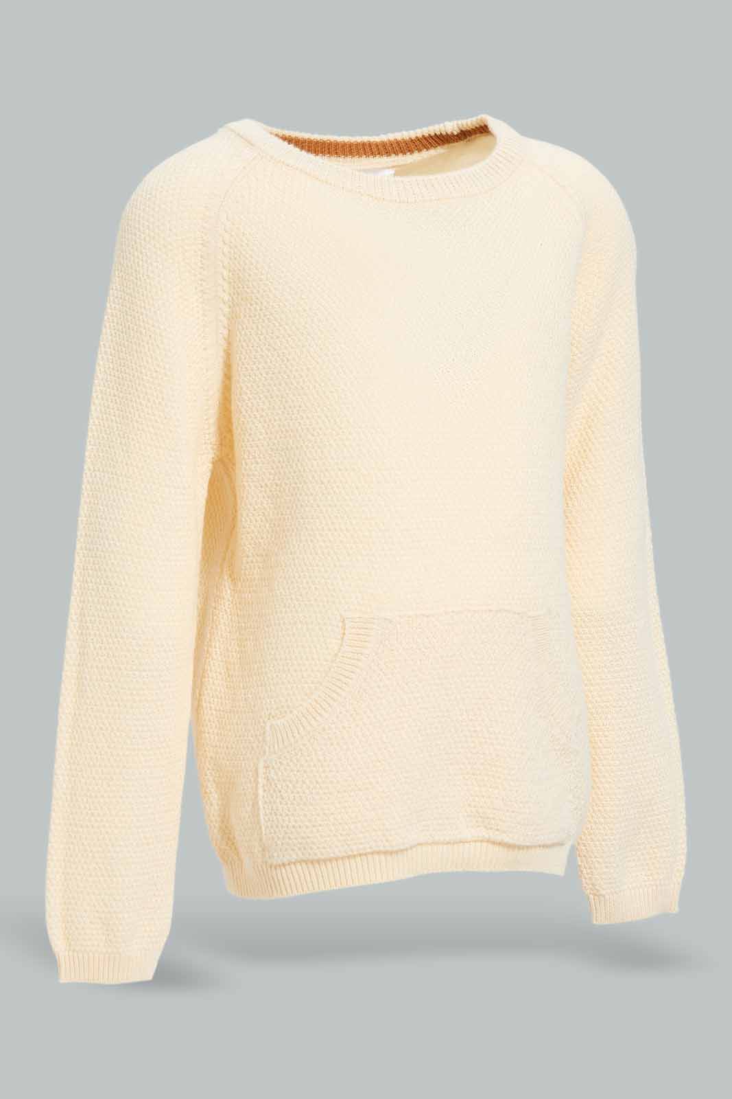 Redtag-Ecru-Kangaroo-Pullover-Category:Pullovers,-Colour:Ecru,-Deals:New-In,-Filter:Infant-Boys-(3-to-24-Mths),-INB-Pullovers,-New-In-INB-APL,-Non-Sale,-Section:Boys-(0-to-14Yrs),-W22A-Infant-Boys-3 to 24 Months