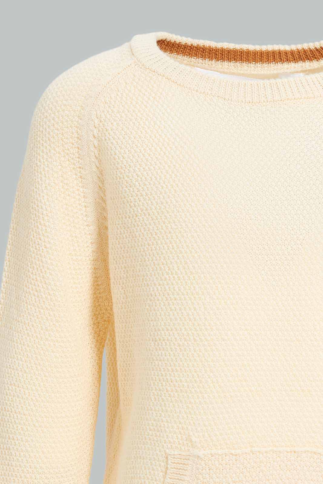 Redtag-Ecru-Kangaroo-Pullover-Category:Pullovers,-Colour:Ecru,-Deals:New-In,-Filter:Infant-Boys-(3-to-24-Mths),-INB-Pullovers,-New-In-INB-APL,-Non-Sale,-Section:Boys-(0-to-14Yrs),-W22A-Infant-Boys-3 to 24 Months