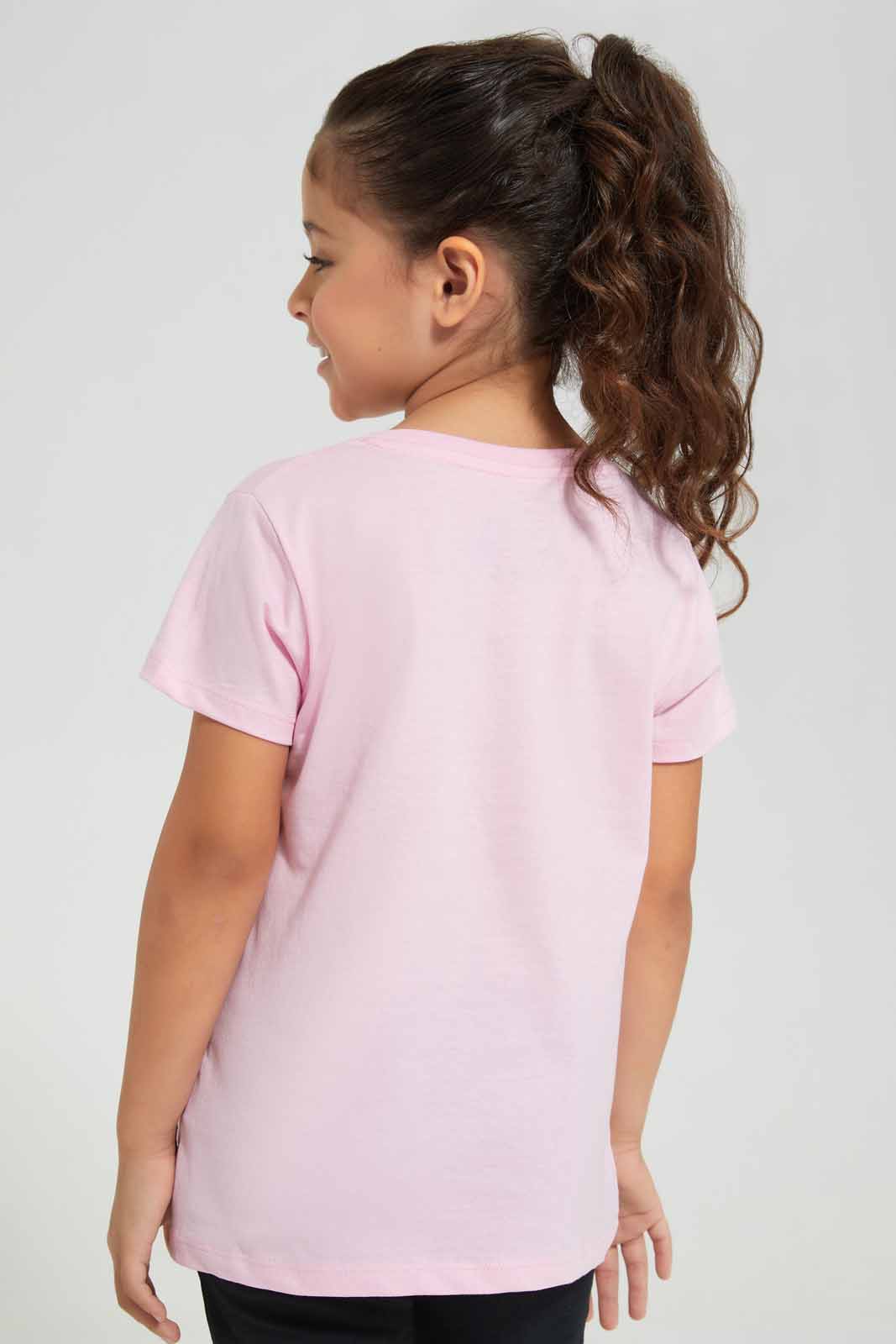 Redtag-Pink-Basic---Paris-Graphic-TEE-Category:T-Shirts,-Colour:Apricot,-Deals:New-In,-Filter:Girls-(2-to-8-Yrs),-GIR-T-Shirts,-New-In-GIR-APL,-Non-Sale,-Section:Girls-(0-to-14Yrs),-TBL,-W22O-Girls-2 to 8 Years