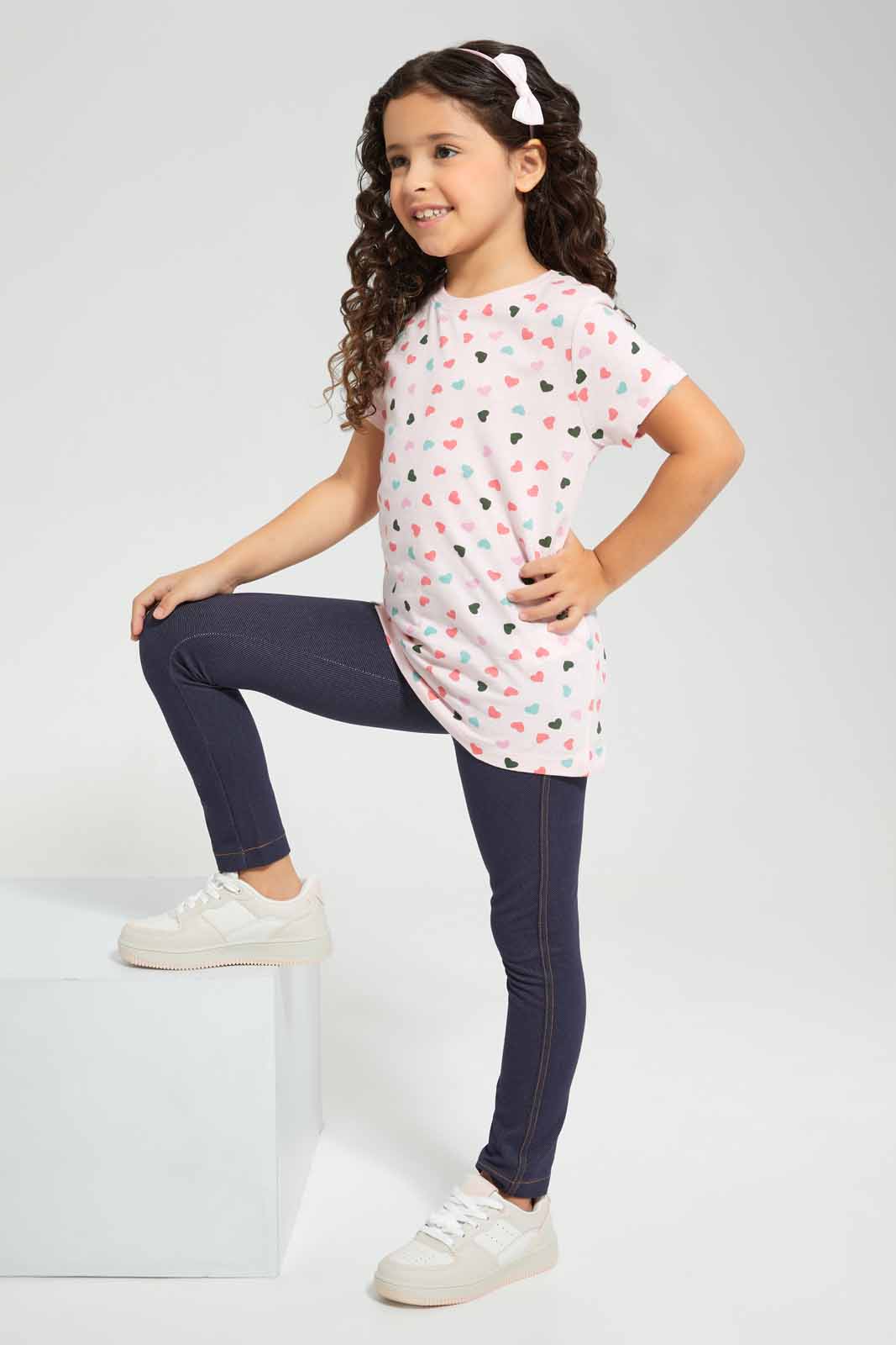 Redtag-Pink-Basic-AOP-Heart-TEE-Category:T-Shirts,-Colour:Apricot,-Deals:New-In,-Filter:Girls-(2-to-8-Yrs),-GIR-T-Shirts,-New-In-GIR-APL,-Non-Sale,-Section:Girls-(0-to-14Yrs),-TBL,-W22O-Girls-2 to 8 Years