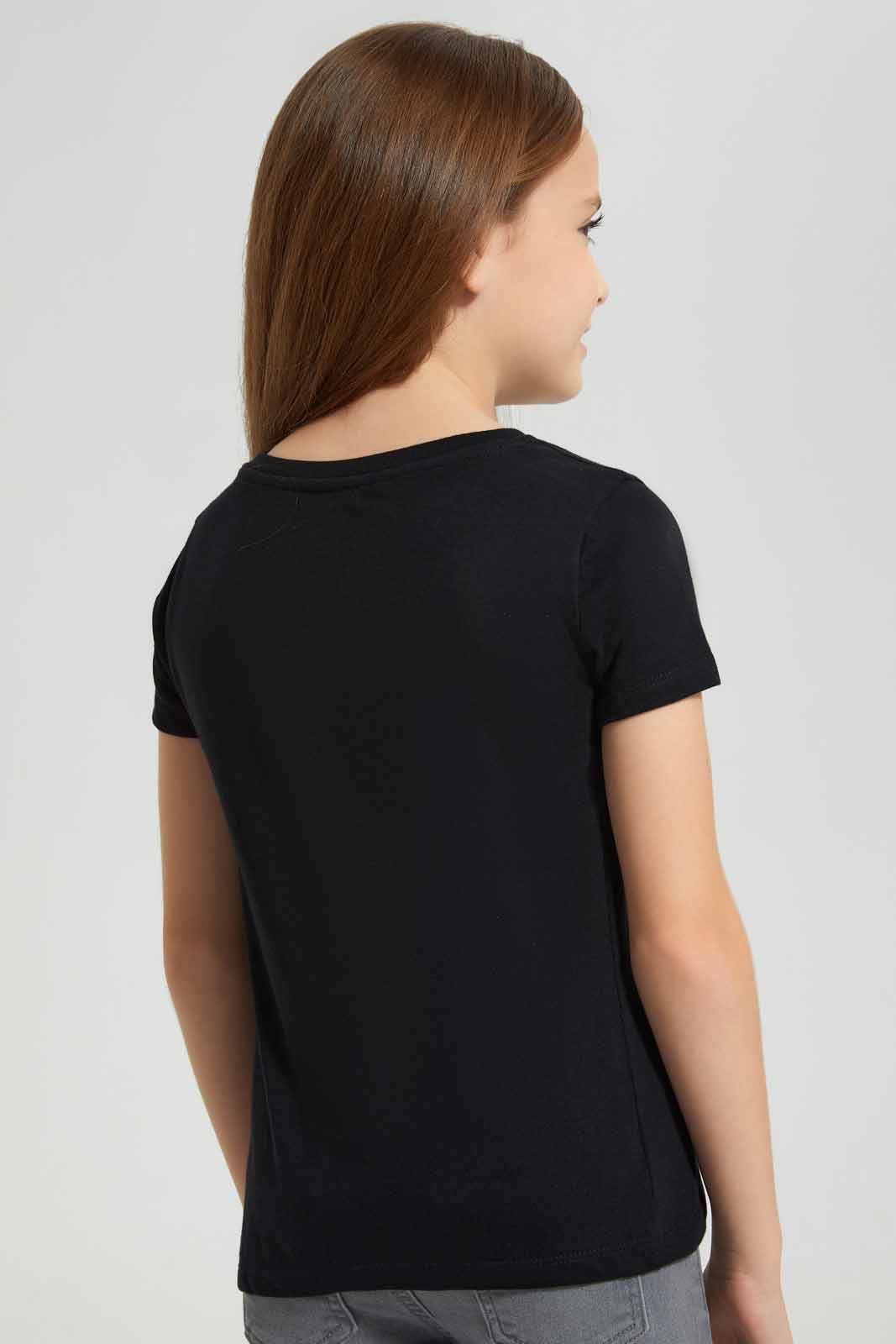 Redtag-Black-Novelty-Heart-TEE-Category:T-Shirts,-Colour:Black,-Deals:New-In,-Filter:Girls-(2-to-8-Yrs),-GIR-T-Shirts,-New-In-GIR-APL,-Non-Sale,-Section:Girls-(0-to-14Yrs),-TBL,-W22O-Girls-2 to 8 Years