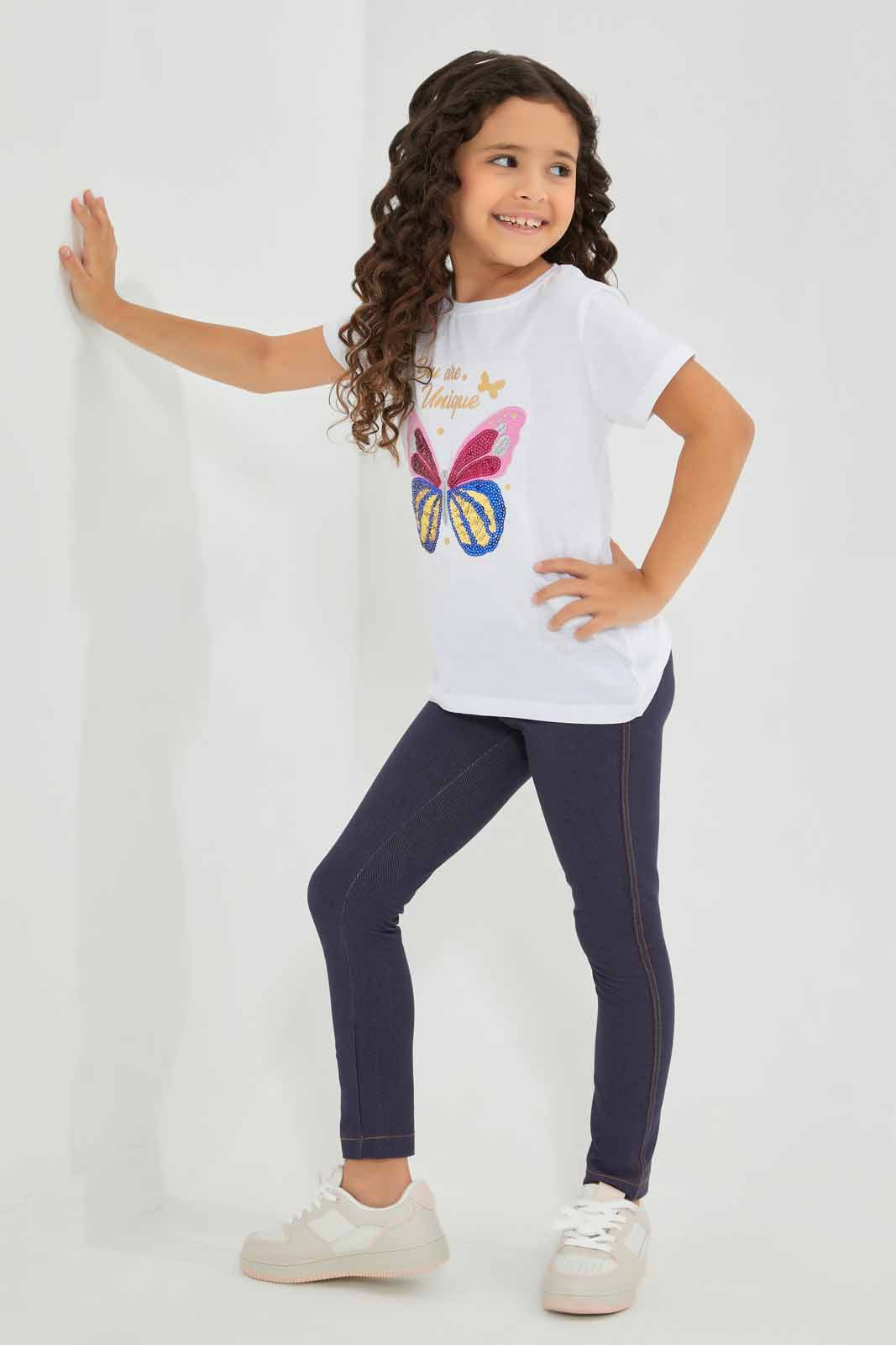 Redtag-White-Glitter-Novelty-Butterfly-TEE-Category:T-Shirts,-Colour:White,-Deals:New-In,-Filter:Girls-(2-to-8-Yrs),-GIR-T-Shirts,-New-In-GIR-APL,-Non-Sale,-Section:Girls-(0-to-14Yrs),-TBL,-W22O-Girls-2 to 8 Years