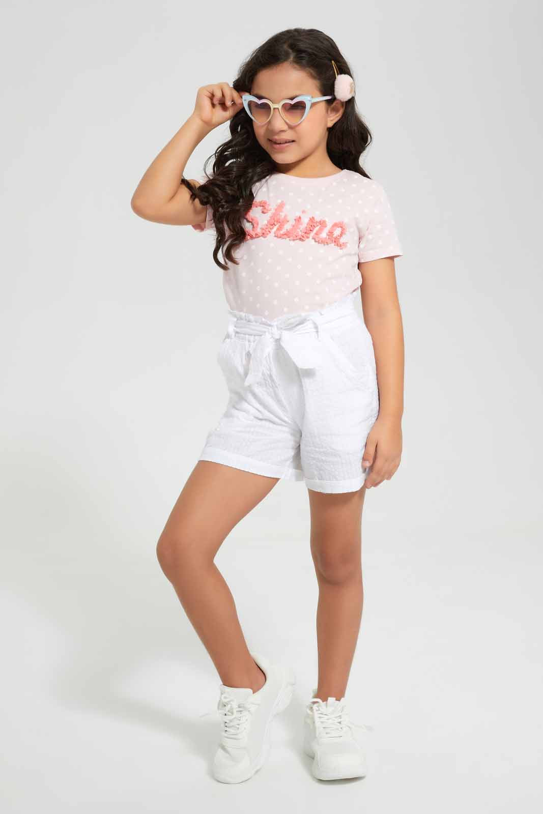 Redtag-Pink-Novalty-Hello-TEE-Category:T-Shirts,-Colour:Apricot,-Deals:New-In,-Filter:Girls-(2-to-8-Yrs),-GIR-T-Shirts,-New-In-GIR-APL,-Non-Sale,-Section:Girls-(0-to-14Yrs),-TBL,-W22O-Girls-2 to 8 Years