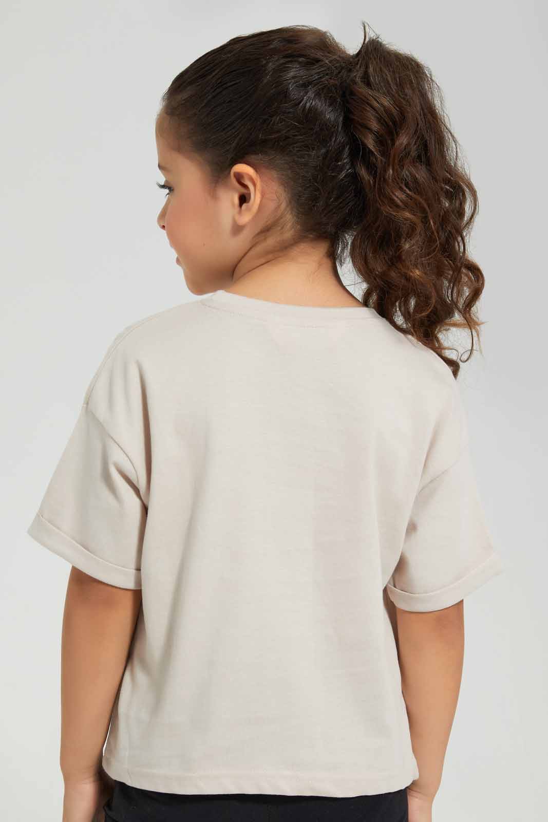 Redtag-Stone-Boxy-Pocket-Detail-TEE-Category:T-Shirts,-Colour:Beige,-Deals:New-In,-Filter:Girls-(2-to-8-Yrs),-GIR-T-Shirts,-New-In-GIR-APL,-Non-Sale,-Section:Girls-(0-to-14Yrs),-TBL,-W22O-Girls-2 to 8 Years