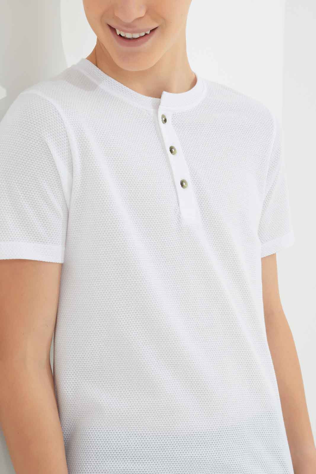 Redtag-White-Jacquard-Henley-Tshirt-BSR-T-Shirts,-BTS,-Category:T-Shirts,-Colour:White,-Deals:New-In,-Dept:Boys,-Filter:Senior-Boys-(8-to-14-Yrs),-New-In-BSR-APL,-Non-Sale,-Section:Boys-(0-to-14Yrs),-TBL,-W22O-Senior-Boys-9 to 14 Years