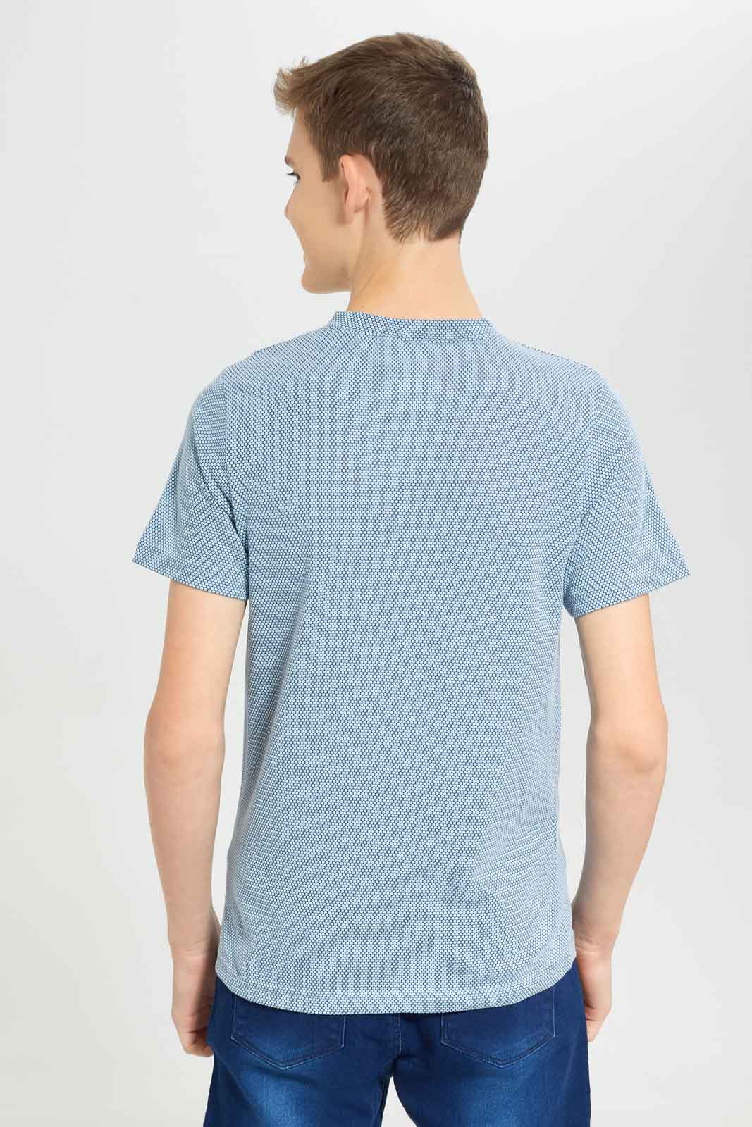 Redtag-Grey-Jacquard-Henley-Tshirt-BSR-T-Shirts,-Category:T-Shirts,-Colour:Grey,-Deals:New-In,-Dept:Boys,-Filter:Senior-Boys-(8-to-14-Yrs),-New-In-BSR-APL,-Non-Sale,-Section:Boys-(0-to-14Yrs),-TBL,-W22O-Senior-Boys-9 to 14 Years