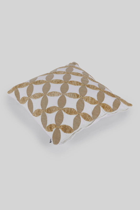 Redtag-Ivory-Geometric-Embroidery-Cushion-Category:Cushions,-Colour:Ivory,-Deals:New-In,-Filter:Home-Bedroom,-HMW-BED-Cushions,-New-In-HMW-BED,-Non-Sale,-Section:Homewares,-W22B-Home-Bedroom-