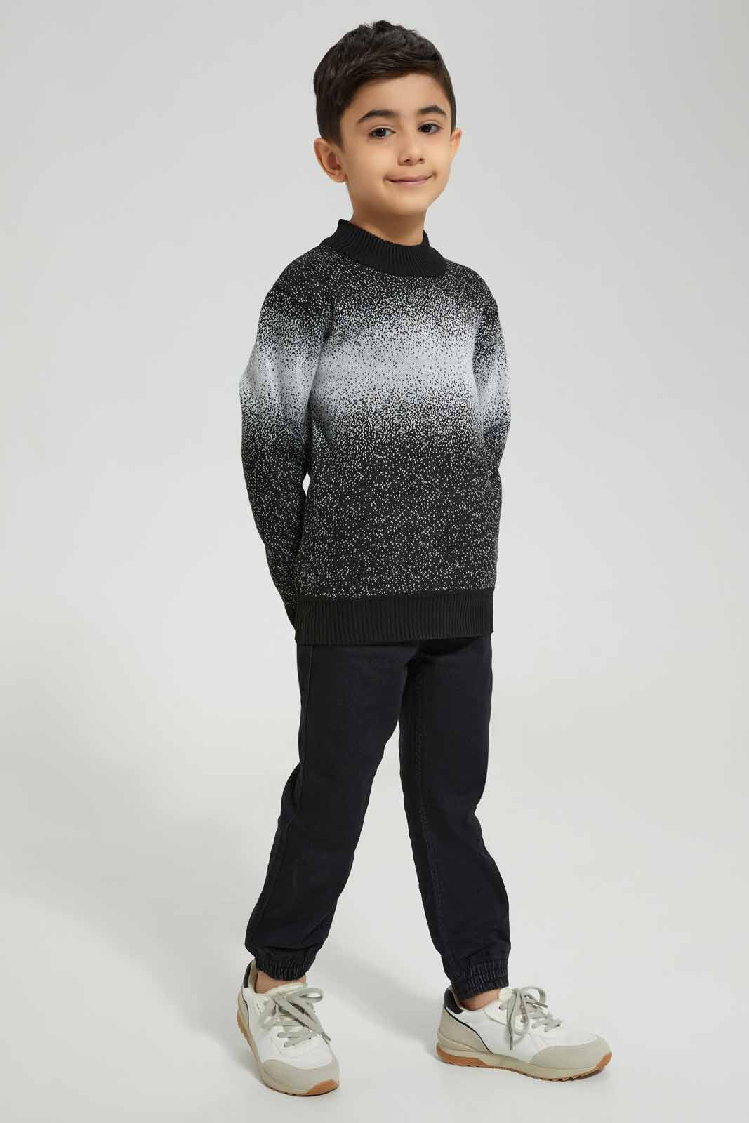 Redtag-Black-Splat-Fleece-Bonded-Highneck-BOY-Pullovers,-Category:Pullovers,-Colour:Black,-Deals:New-In,-EHW,-Filter:Boys-(2-to-8-Yrs),-New-In-BOY-APL,-Non-Sale,-Section:Boys-(0-to-14Yrs),-W22B-Boys-2 to 8 Years