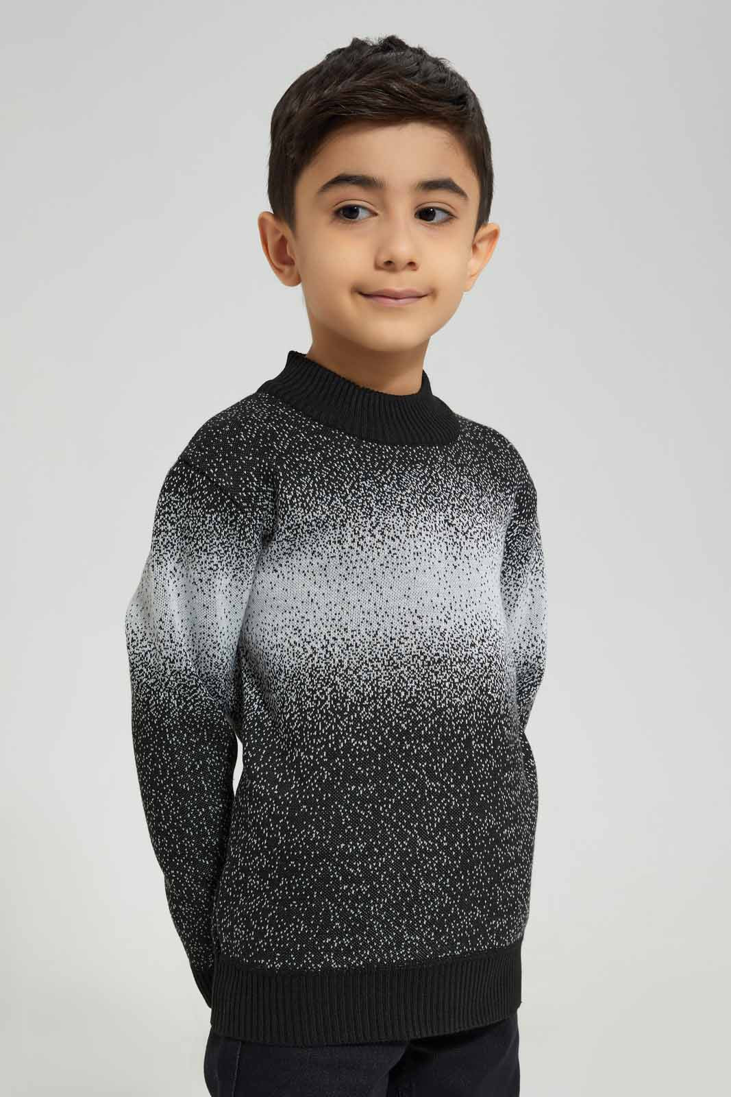 Redtag-Black-Splat-Fleece-Bonded-Highneck-BOY-Pullovers,-Category:Pullovers,-Colour:Black,-Deals:New-In,-EHW,-Filter:Boys-(2-to-8-Yrs),-New-In-BOY-APL,-Non-Sale,-Section:Boys-(0-to-14Yrs),-W22B-Boys-2 to 8 Years