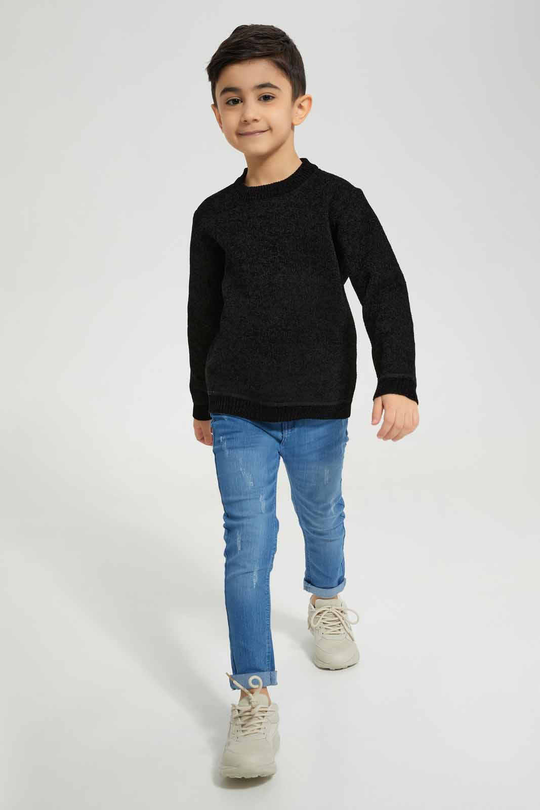 Redtag-Black-Chenilled-Bonded-Fleece-Jumper-BOY-Pullovers,-Category:Pullovers,-Colour:Black,-Deals:New-In,-EHW,-Filter:Boys-(2-to-8-Yrs),-New-In-BOY-APL,-Non-Sale,-Section:Boys-(0-to-14Yrs),-W22B-Boys-2 to 8 Years