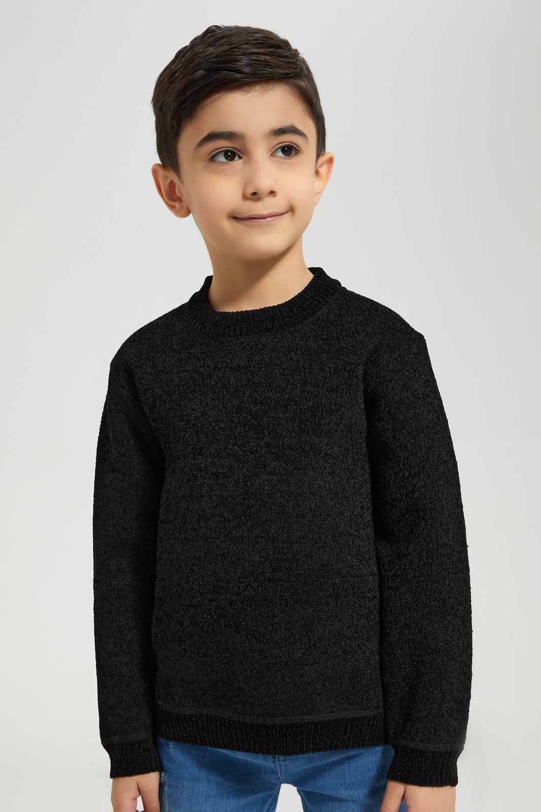 Redtag-Black-Chenilled-Bonded-Fleece-Jumper-BOY-Pullovers,-Category:Pullovers,-Colour:Black,-Deals:New-In,-EHW,-Filter:Boys-(2-to-8-Yrs),-New-In-BOY-APL,-Non-Sale,-Section:Boys-(0-to-14Yrs),-W22B-Boys-2 to 8 Years