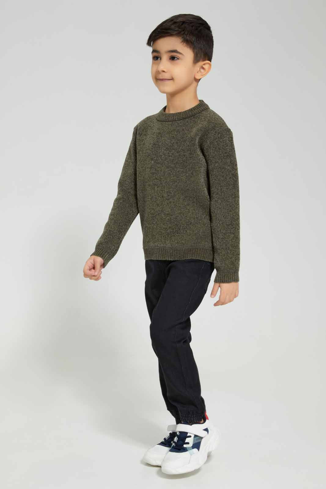 Redtag-Green-Chenille-Bonded-Fleece-Jumper-BOY-Pullovers,-Category:Pullovers,-Colour:Green,-Deals:New-In,-EHW,-Filter:Boys-(2-to-8-Yrs),-New-In-BOY-APL,-Non-Sale,-Section:Boys-(0-to-14Yrs),-W22B-Boys-2 to 8 Years
