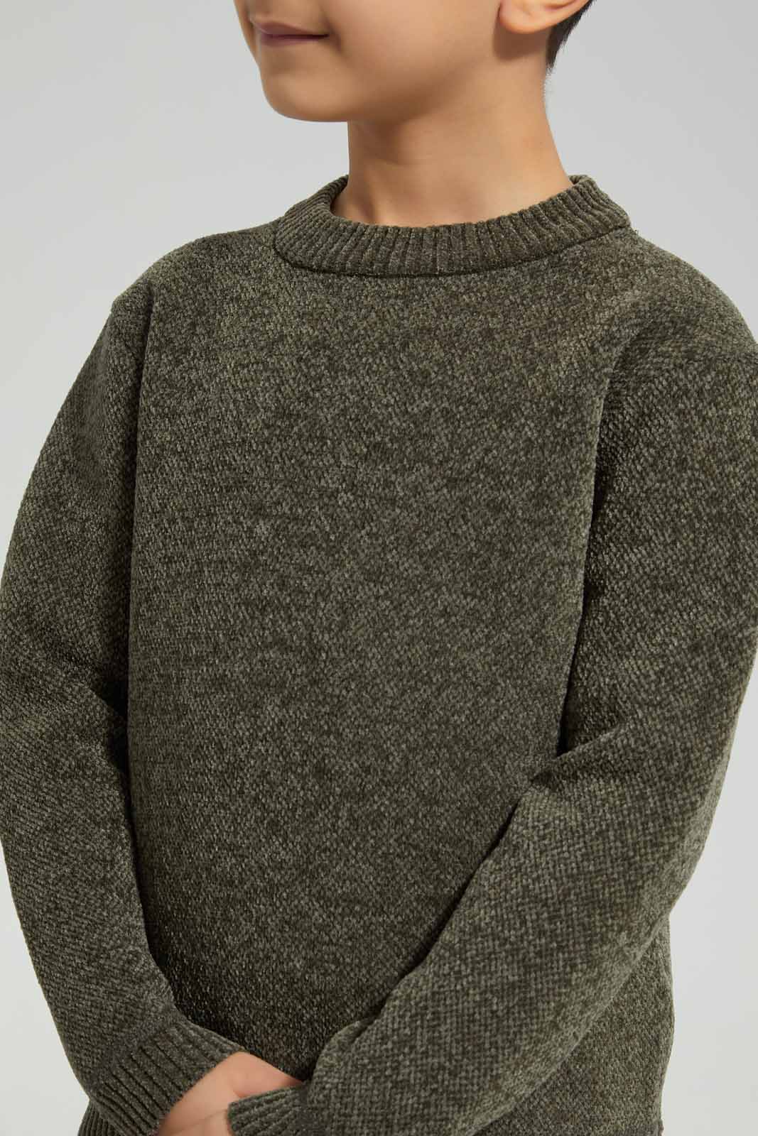 Redtag-Green-Chenille-Bonded-Fleece-Jumper-BOY-Pullovers,-Category:Pullovers,-Colour:Green,-Deals:New-In,-EHW,-Filter:Boys-(2-to-8-Yrs),-New-In-BOY-APL,-Non-Sale,-Section:Boys-(0-to-14Yrs),-W22B-Boys-2 to 8 Years