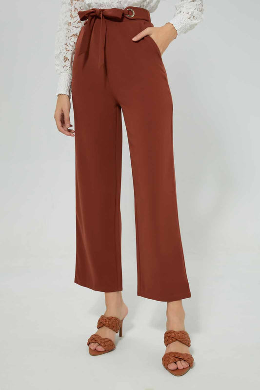 Women Rust Belted Trouser Women