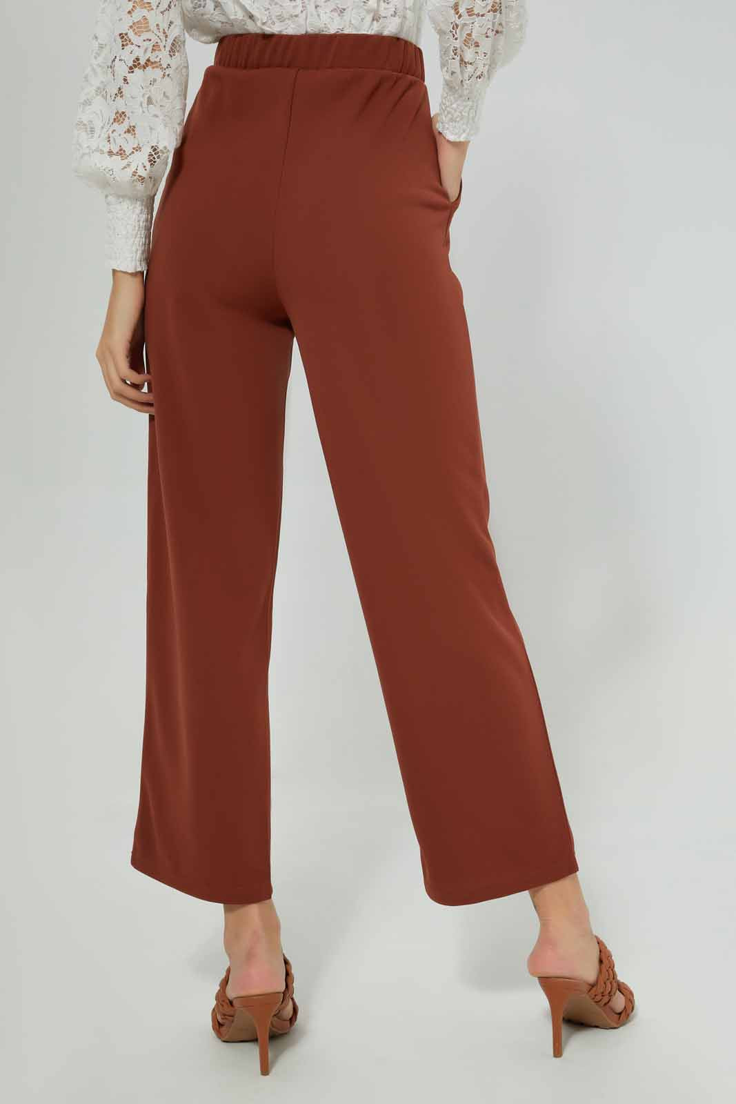 Women Rust Belted Trouser Women