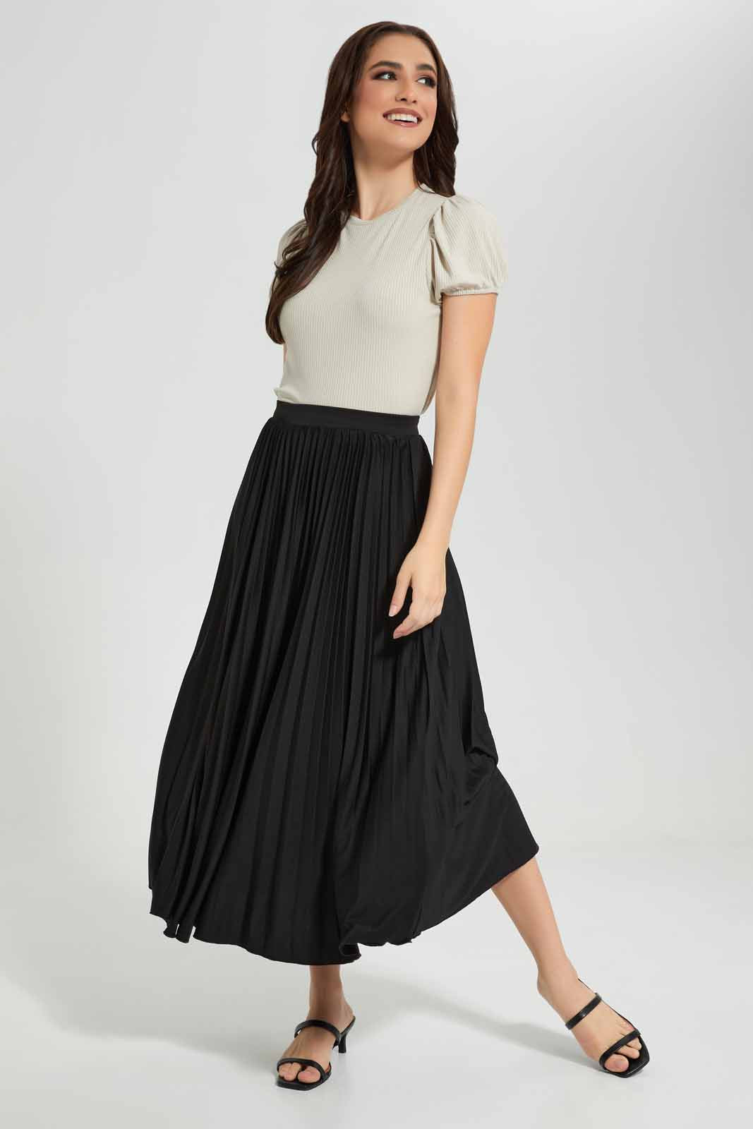 Redtag-Beige-Puff-Sleeve-Rib-Top-Category:Tops,-Colour:Beige,-Deals:New-In,-Filter:Women's-Clothing,-New-In-Women-APL,-Non-Sale,-Section:Women,-W22O,-Women-Tops-Women's-