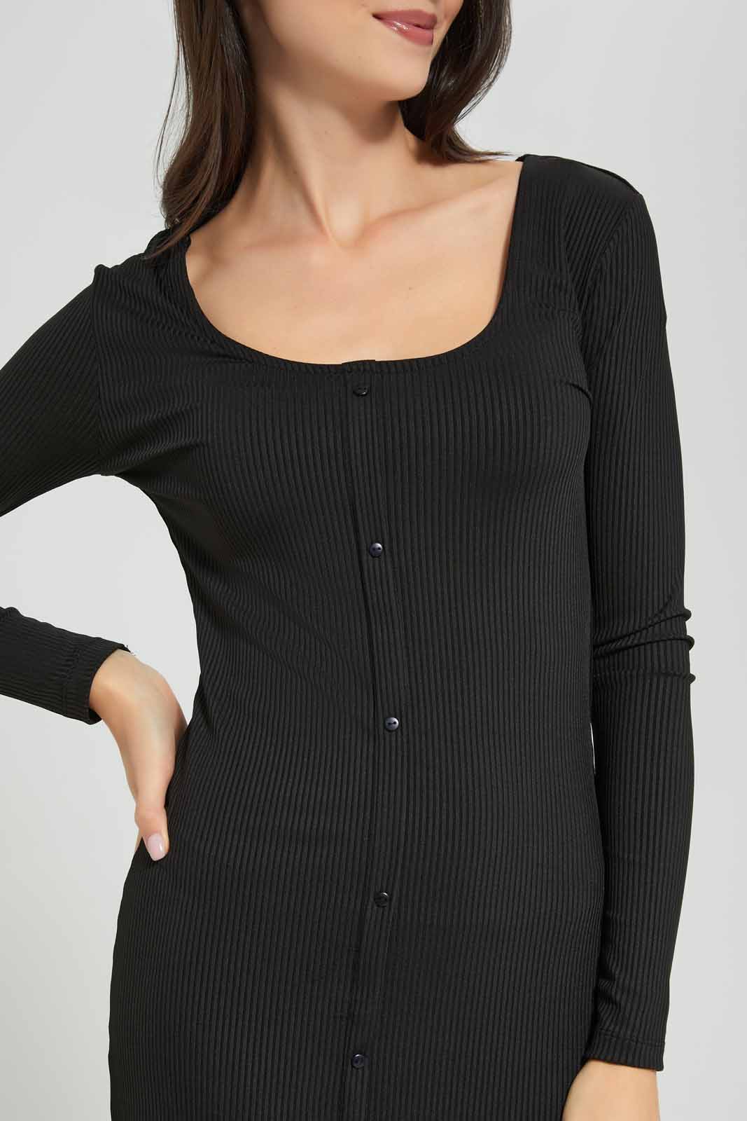 Redtag-Black-Rib-Knitted-Dress-Category:Dresses,-Colour:Black,-Deals:New-In,-Filter:Women's-Clothing,-KSH,-New-In-Women-APL,-Non-Sale,-Section:Women,-W22A,-Women-Dresses-Women's-
