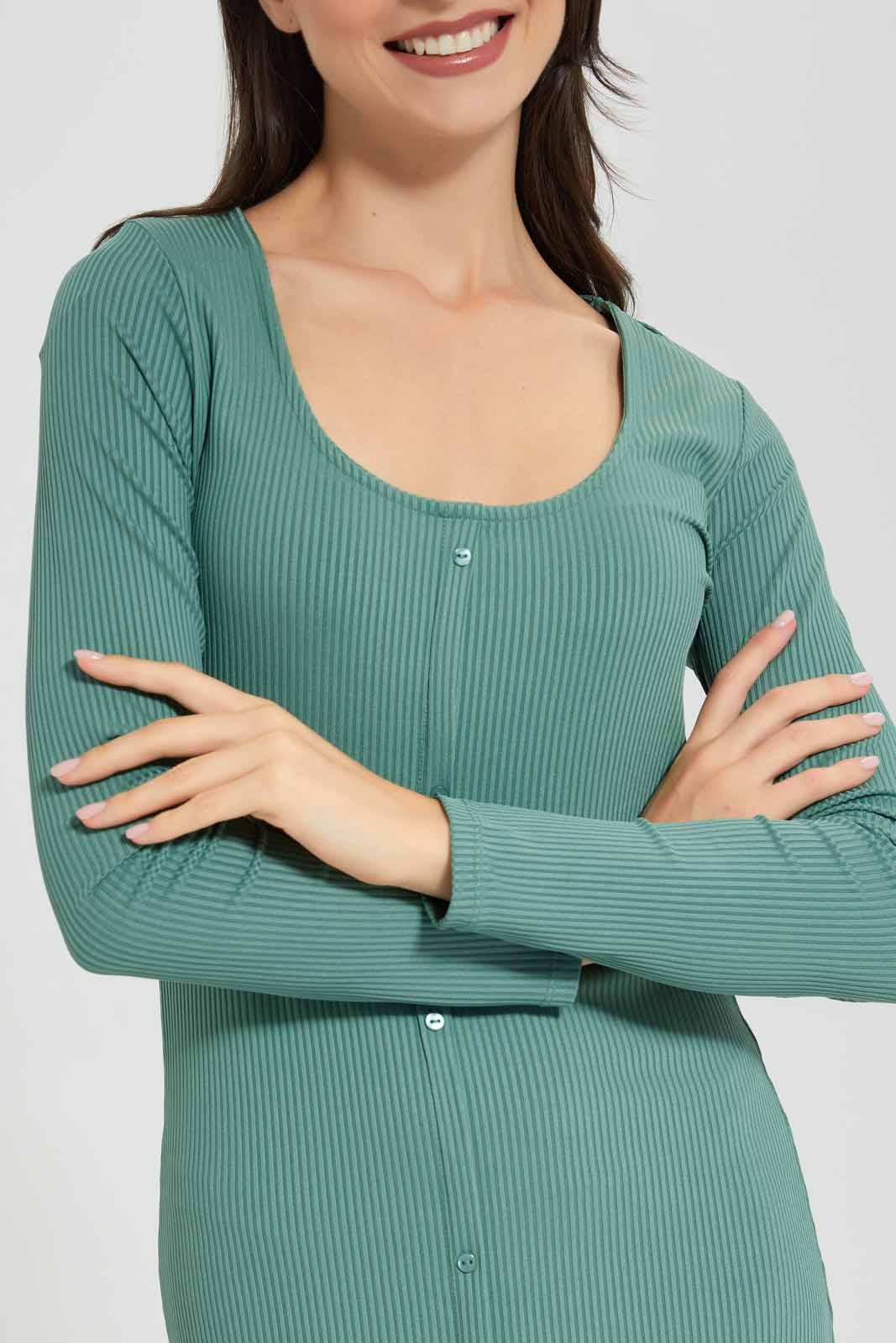 Redtag-Green-Rib-Knitted-Dress-Category:Dresses,-Colour:Green,-Deals:New-In,-Filter:Women's-Clothing,-KSH,-New-In-Women-APL,-Non-Sale,-Section:Women,-W22A,-Women-Dresses-Women's-