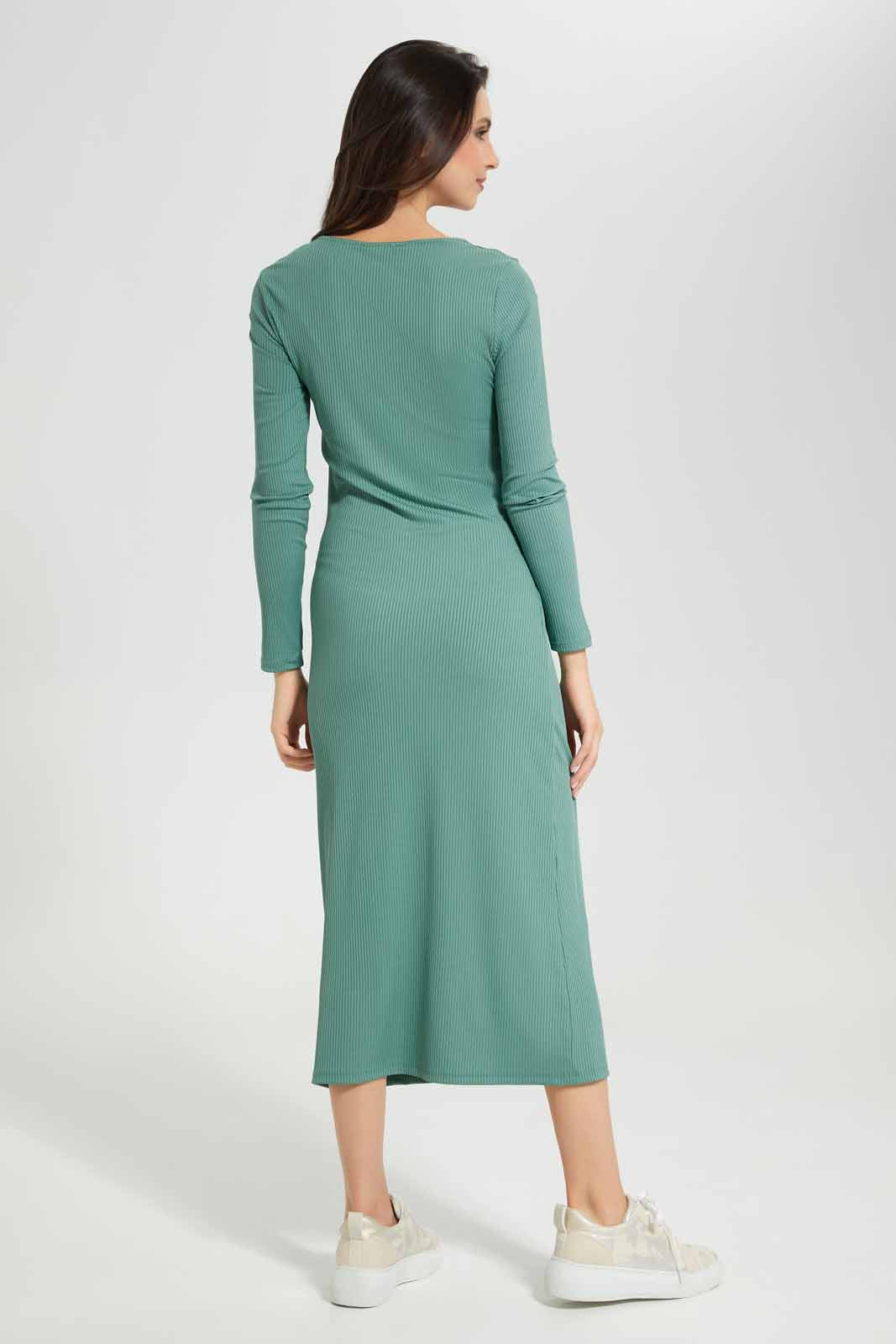 Redtag-Green-Rib-Knitted-Dress-Category:Dresses,-Colour:Green,-Deals:New-In,-Filter:Women's-Clothing,-KSH,-New-In-Women-APL,-Non-Sale,-Section:Women,-W22A,-Women-Dresses-Women's-