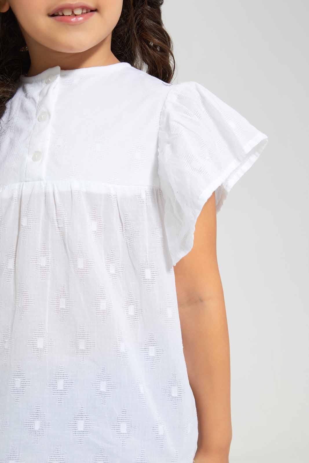 Redtag-White-Dobby-Blouse-Category:Blouses,-Colour:White,-Deals:New-In,-Filter:Girls-(2-to-8-Yrs),-GIR-Blouses,-New-In-GIR-APL,-Non-Sale,-Section:Girls-(0-to-14Yrs),-W22O-Girls-2 to 8 Years