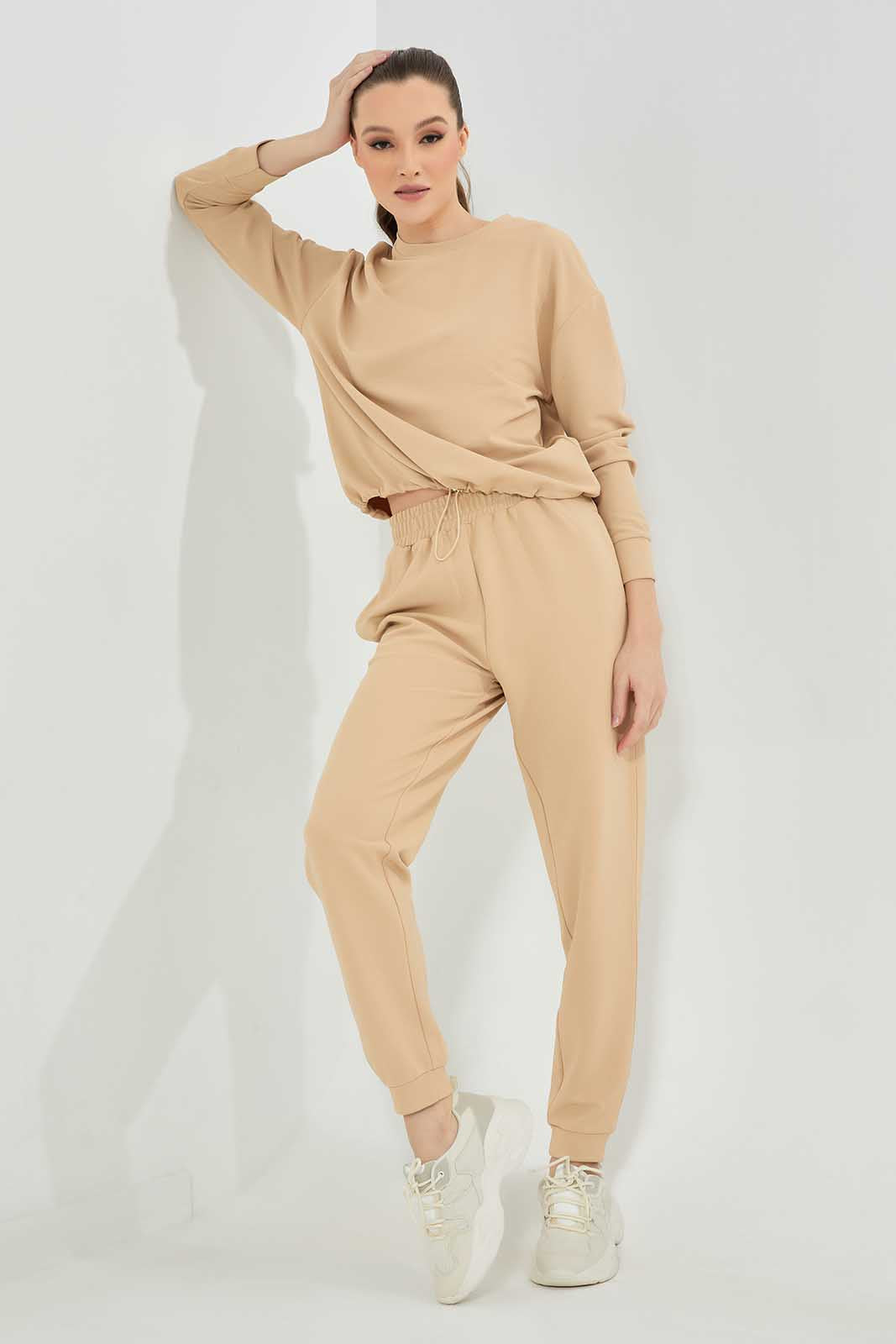 Redtag-Beige-Elasticated-Sweatshirt-Category:Sweatshirts,-Colour:Beige,-Deals:New-In,-Filter:Women's-Clothing,-LDC,-LDC-Sweatshirts,-New-In-LDC-APL,-Non-Sale,-Section:Women,-TBL,-W22A-Women's-