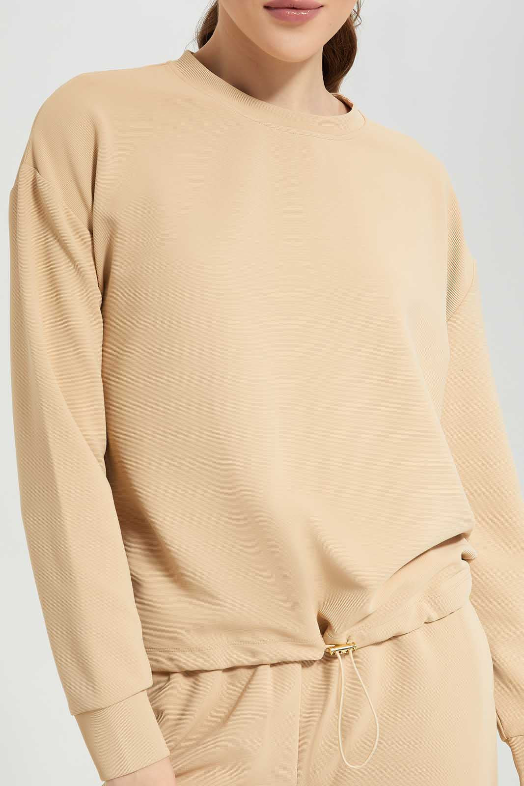 Redtag-Beige-Elasticated-Sweatshirt-Category:Sweatshirts,-Colour:Beige,-Deals:New-In,-Filter:Women's-Clothing,-LDC,-LDC-Sweatshirts,-New-In-LDC-APL,-Non-Sale,-Section:Women,-TBL,-W22A-Women's-