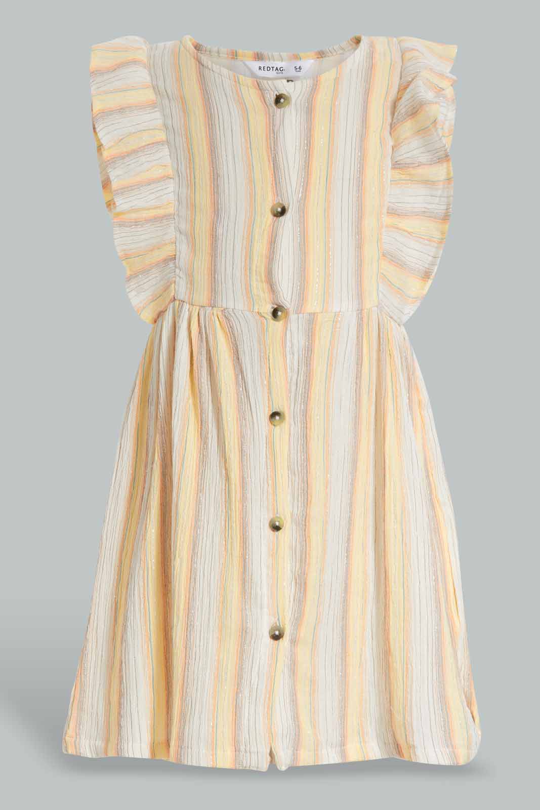 Redtag-Assorted-Stripe-Lurex-Dress-Category:Dresses,-Colour:Assorted,-Deals:New-In,-Filter:Girls-(2-to-8-Yrs),-GIR-Dresses,-New-In-GIR-APL,-Non-Sale,-Section:Girls-(0-to-14Yrs),-W22O-Girls-2 to 8 Years