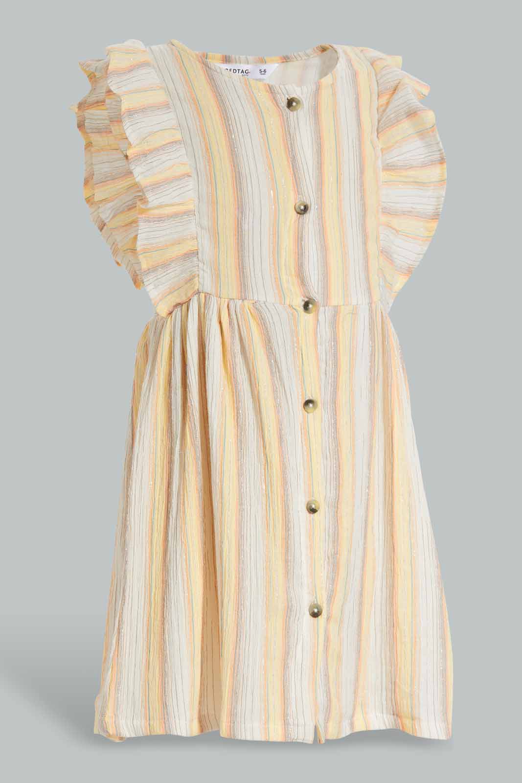 Redtag-Assorted-Stripe-Lurex-Dress-Category:Dresses,-Colour:Assorted,-Deals:New-In,-Filter:Girls-(2-to-8-Yrs),-GIR-Dresses,-New-In-GIR-APL,-Non-Sale,-Section:Girls-(0-to-14Yrs),-W22O-Girls-2 to 8 Years