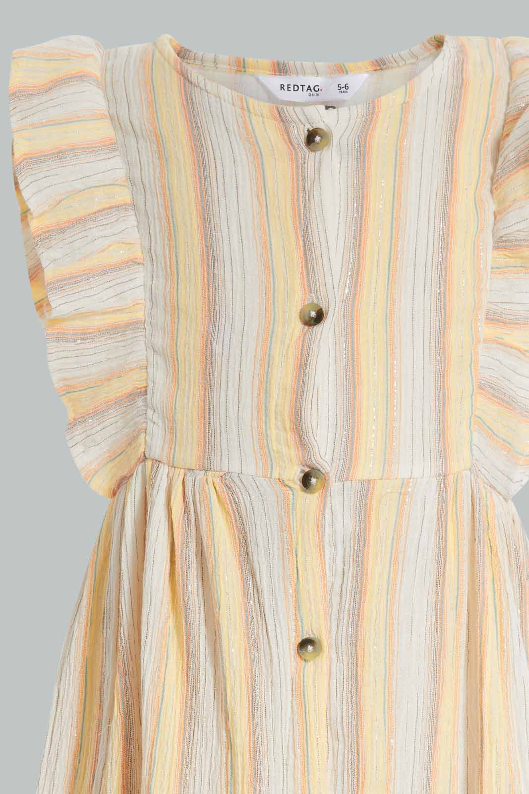 Redtag-Assorted-Stripe-Lurex-Dress-Category:Dresses,-Colour:Assorted,-Deals:New-In,-Filter:Girls-(2-to-8-Yrs),-GIR-Dresses,-New-In-GIR-APL,-Non-Sale,-Section:Girls-(0-to-14Yrs),-W22O-Girls-2 to 8 Years
