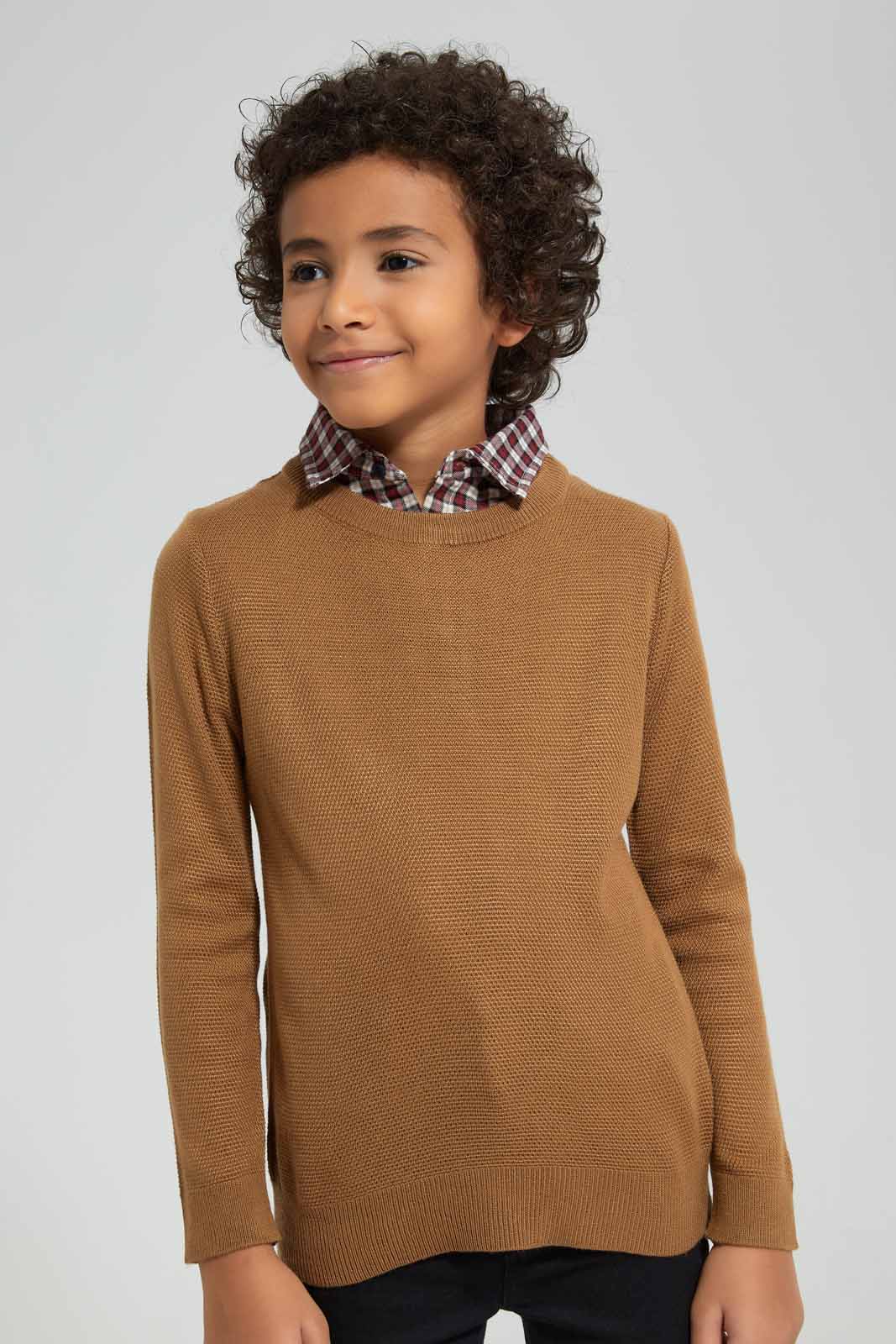 Redtag-Brown-Mock-Shirt-Pullover-BOY-Pullovers,-Category:Pullovers,-Colour:Brown,-Deals:New-In,-Filter:Boys-(2-to-8-Yrs),-New-In-BOY-APL,-Non-Sale,-Section:Boys-(0-to-14Yrs),-W22B-Boys-2 to 8 Years