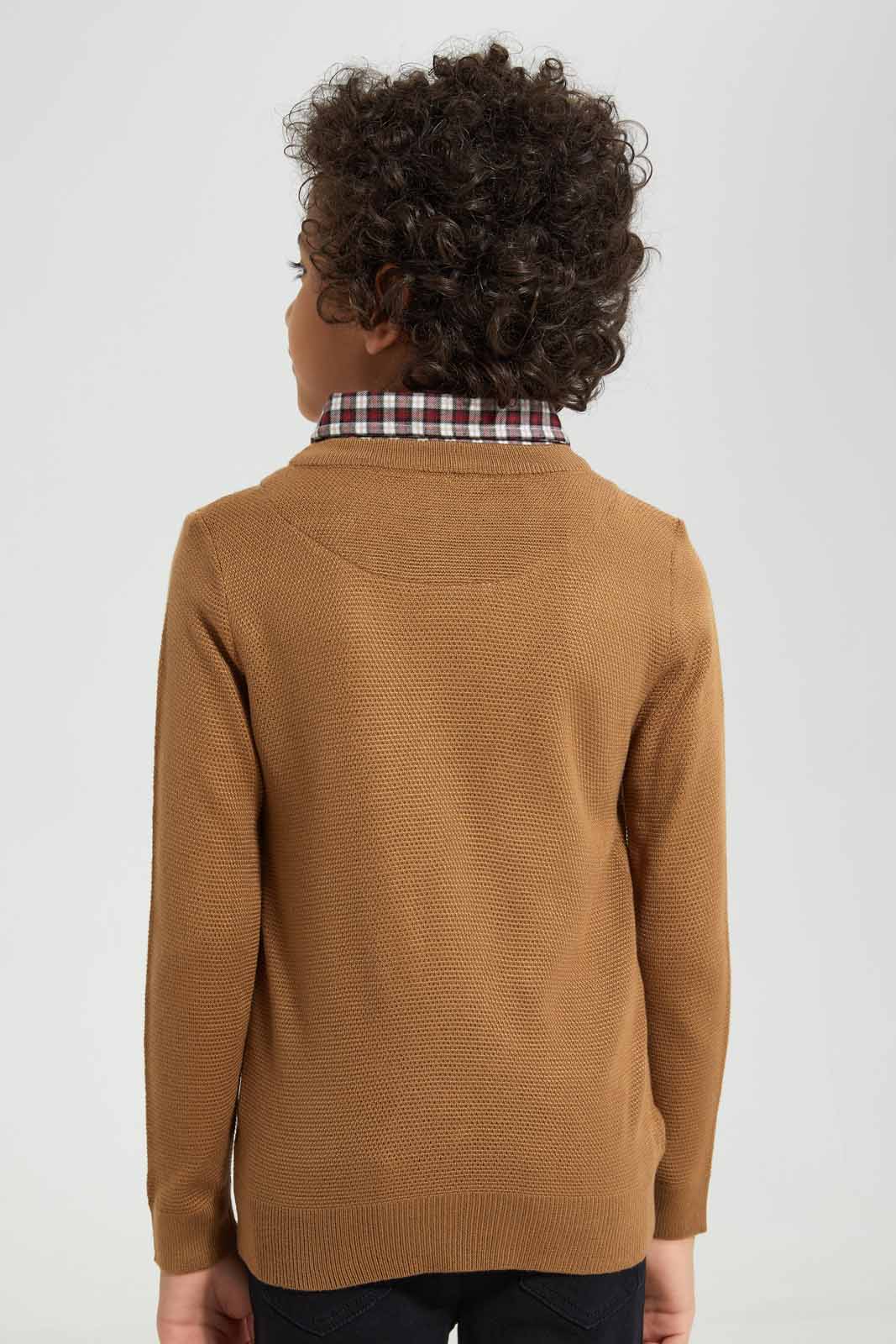 Redtag-Brown-Mock-Shirt-Pullover-BOY-Pullovers,-Category:Pullovers,-Colour:Brown,-Deals:New-In,-Filter:Boys-(2-to-8-Yrs),-New-In-BOY-APL,-Non-Sale,-Section:Boys-(0-to-14Yrs),-W22B-Boys-2 to 8 Years