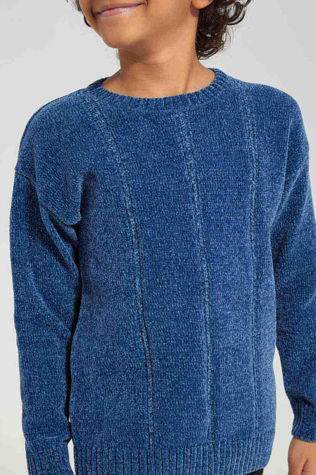 Redtag-Navy-Chenille-Crew-Neck-Jumper-BOY-Pullovers,-Category:Pullovers,-Colour:Navy,-Deals:New-In,-Filter:Boys-(2-to-8-Yrs),-New-In-BOY-APL,-Non-Sale,-Section:Boys-(0-to-14Yrs),-W22B-Boys-2 to 8 Years