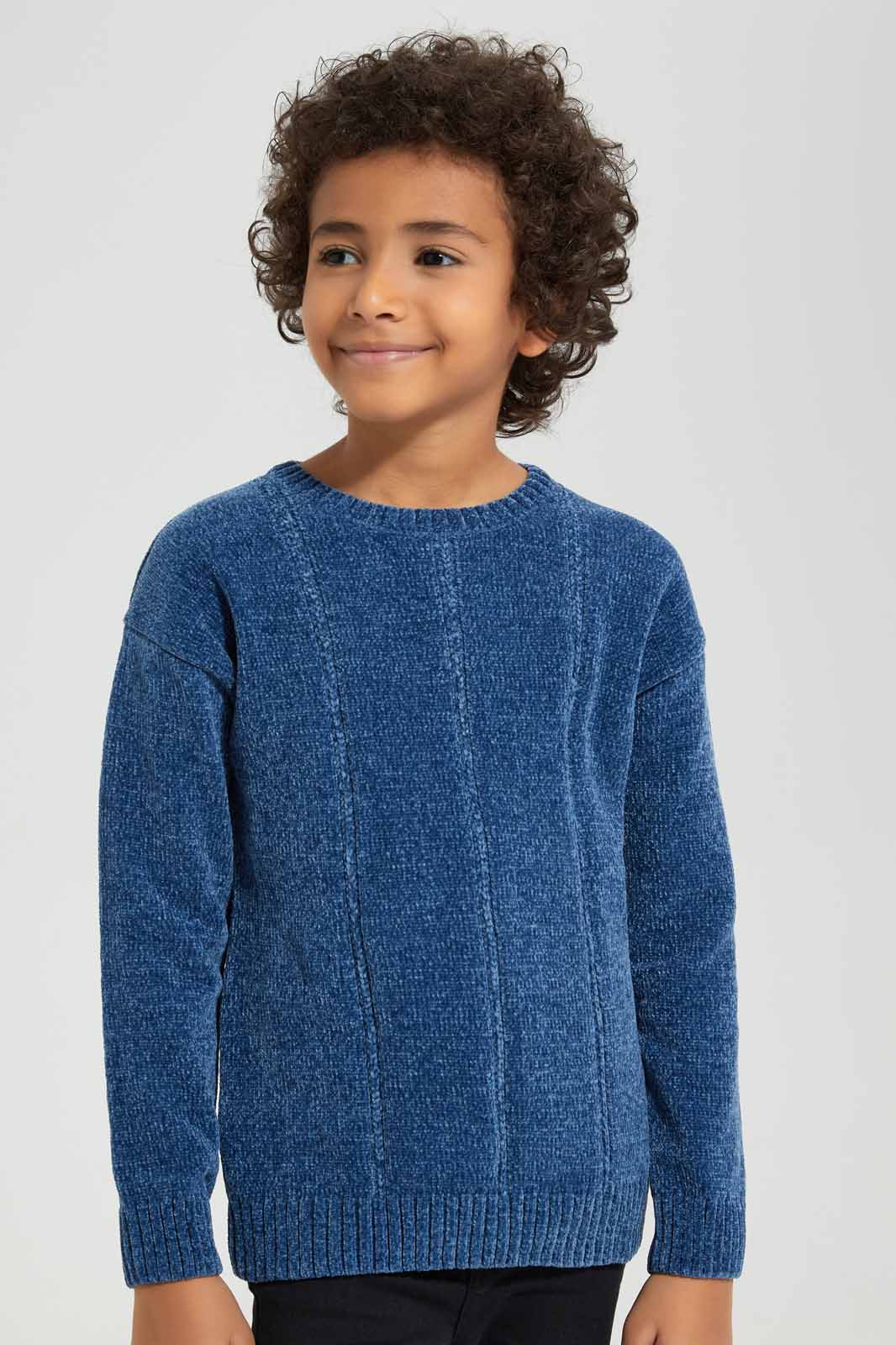 Redtag-Navy-Chenille-Crew-Neck-Jumper-BOY-Pullovers,-Category:Pullovers,-Colour:Navy,-Deals:New-In,-Filter:Boys-(2-to-8-Yrs),-New-In-BOY-APL,-Non-Sale,-Section:Boys-(0-to-14Yrs),-W22B-Boys-2 to 8 Years