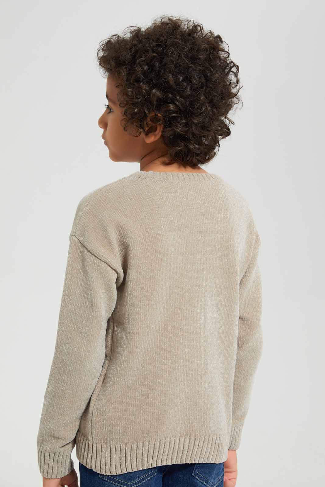 Redtag-Beige-Chenille-Crew-Neck-Jumper-BOY-Pullovers,-Category:Pullovers,-Colour:Beige,-Deals:New-In,-Filter:Boys-(2-to-8-Yrs),-New-In-BOY-APL,-Non-Sale,-Section:Boys-(0-to-14Yrs),-W22B-Boys-2 to 8 Years