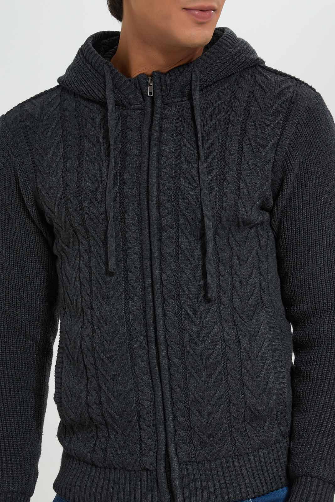 Charcoal Textured Sweater For Men