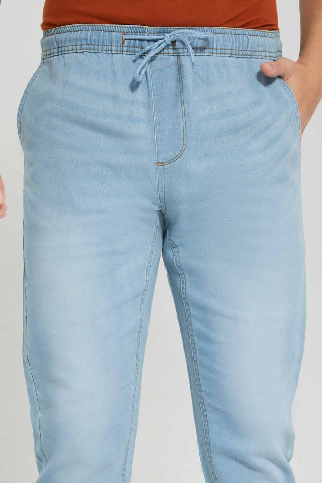 Redtag-Light-Wash-Knit-Denim-Pull-Ons-Category:Jeans,-Colour:Light-Wash,-Deals:New-In,-Filter:Men's-Clothing,-Men-Jeans,-New-In-Men-APL,-Non-Sale,-Section:Men,-TBL,-W22B-Men's-