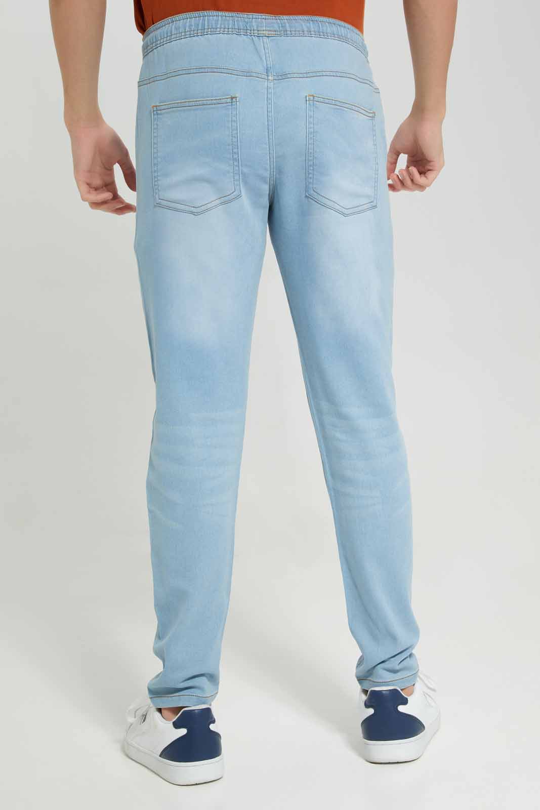 Redtag-Light-Wash-Knit-Denim-Pull-Ons-Category:Jeans,-Colour:Light-Wash,-Deals:New-In,-Filter:Men's-Clothing,-Men-Jeans,-New-In-Men-APL,-Non-Sale,-Section:Men,-TBL,-W22B-Men's-